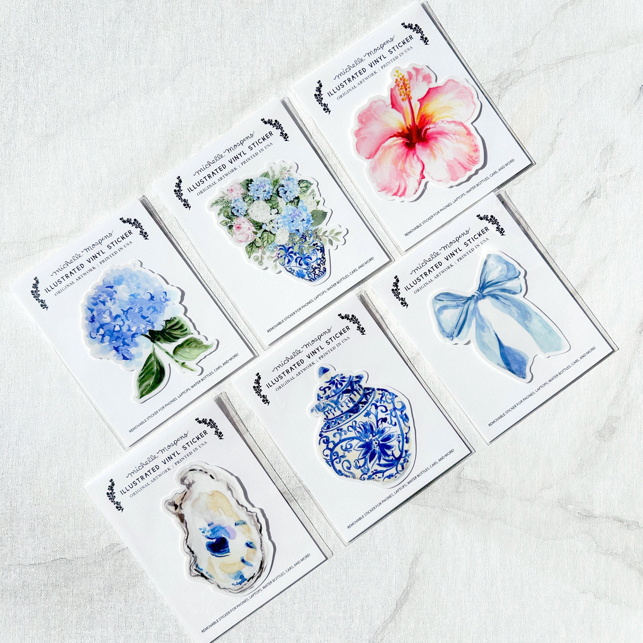 The Cutest Coastal Grandmillennial Watercolor Vinyl Sticker Collection