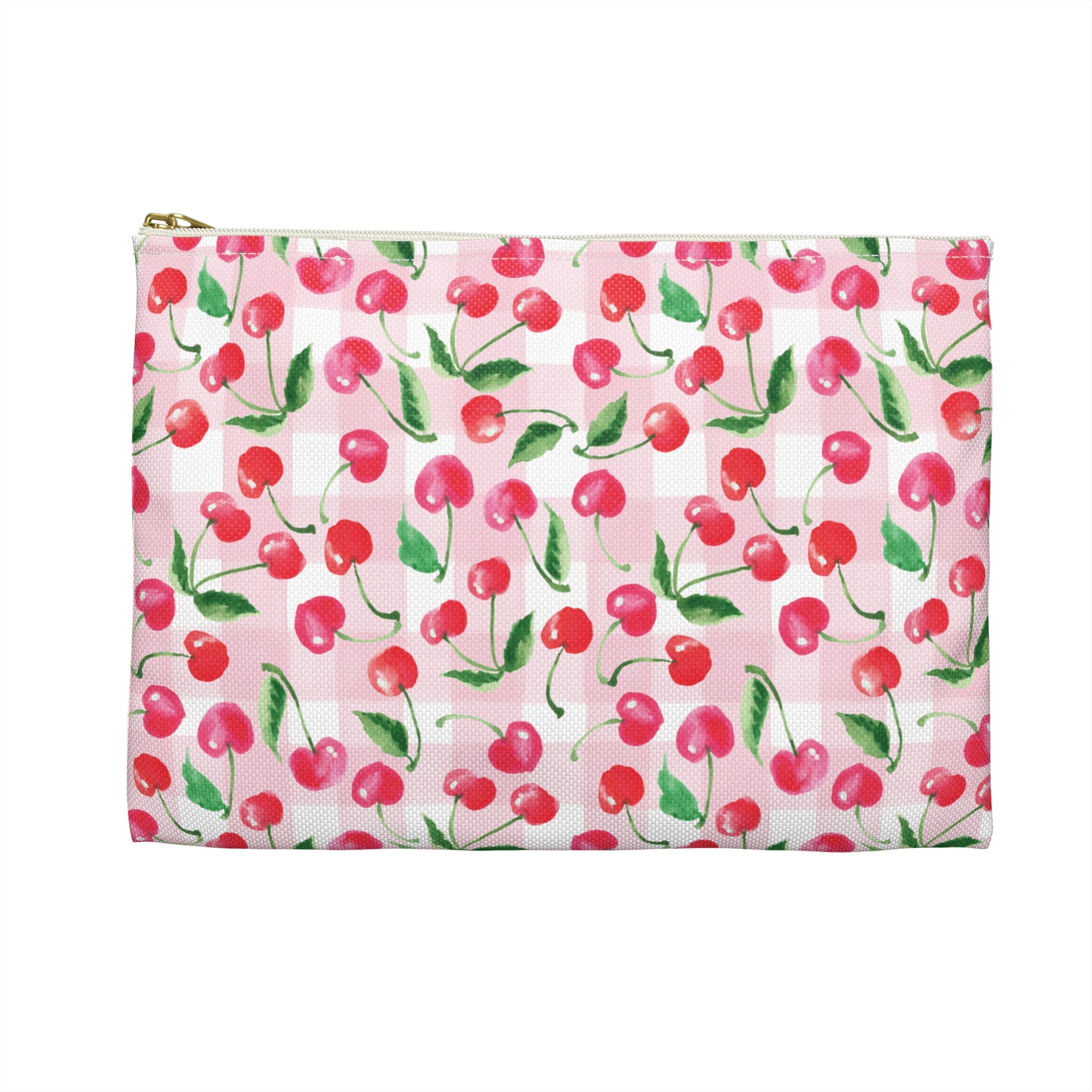 Cute Gingham Cherries Accessory Pouch | Pencil Pouch, Makeup Pouch, Cosmetic Case