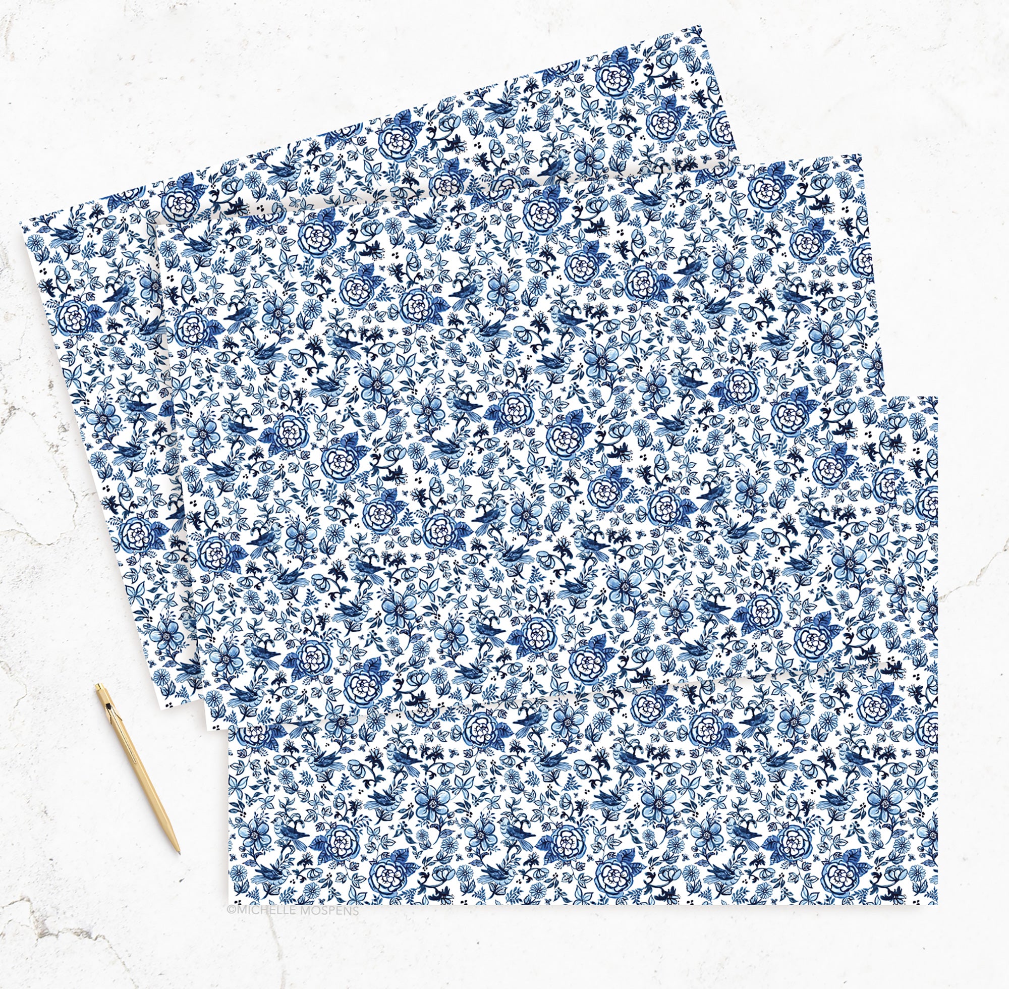 Watercolor Toile Wrapping Paper by Michelle Mospens, Holiday, Christmas, Birthday Gift Wrap