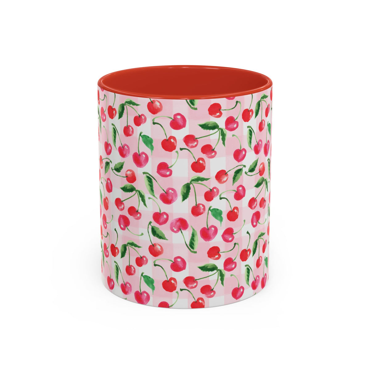 Cherry Gingham Watercolor Coffee Mug, Coquette Cottagecore Lover Gift | Michelle Mospens
