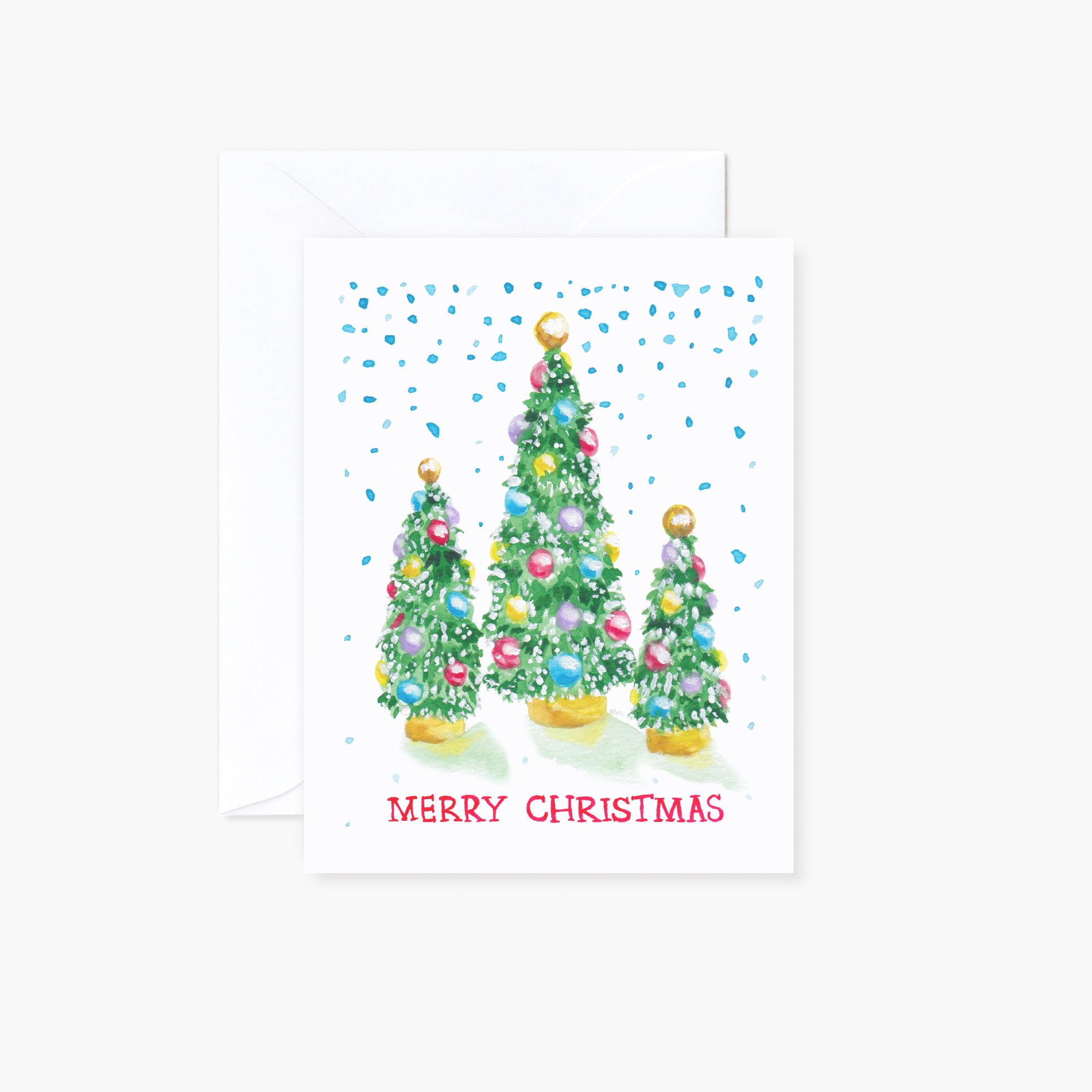 Watercolor Christmas Trees Trio Card