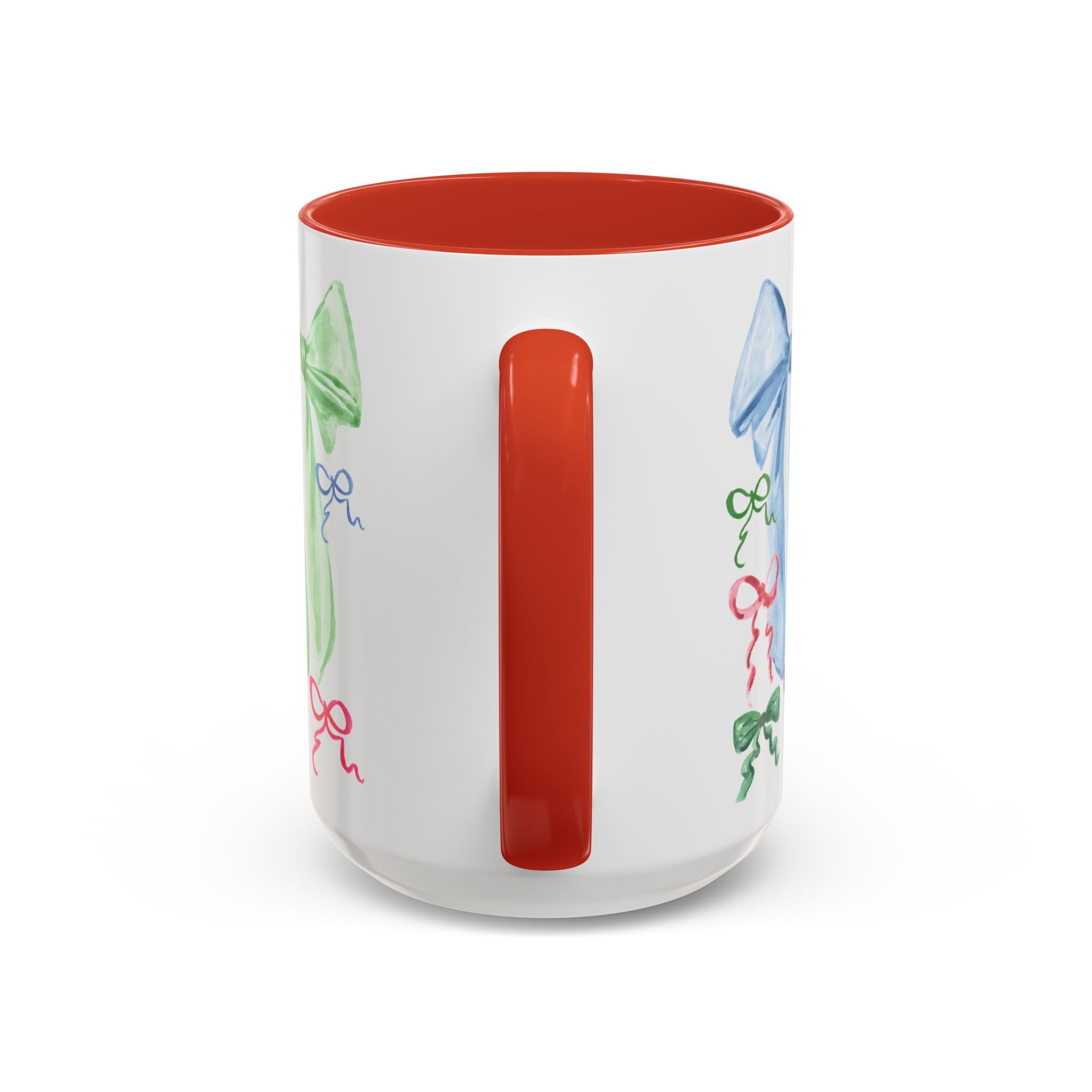 Christmas Bows Watercolor Coffee Mug 15oz | Cute Coquette Christmas Mug Gift