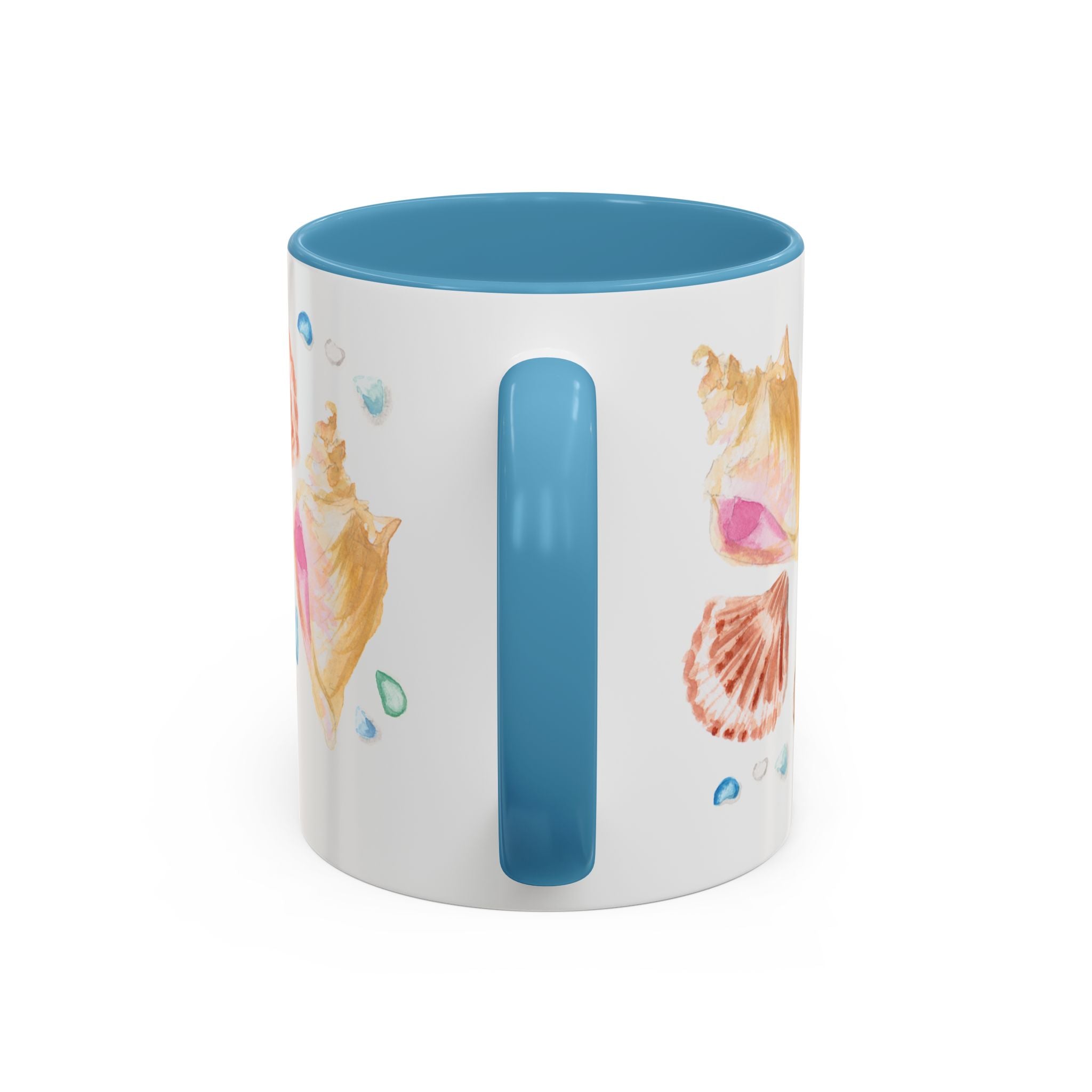 Michelle Mospens Watercolor Seashells and Seaglass Coffee Mug | Coastal Beach Lover Gift