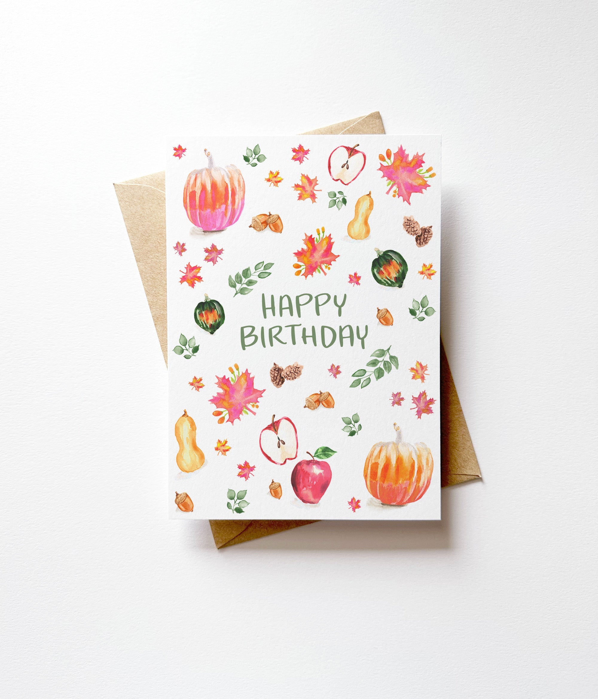 Watercolor Autumn Birthday Card