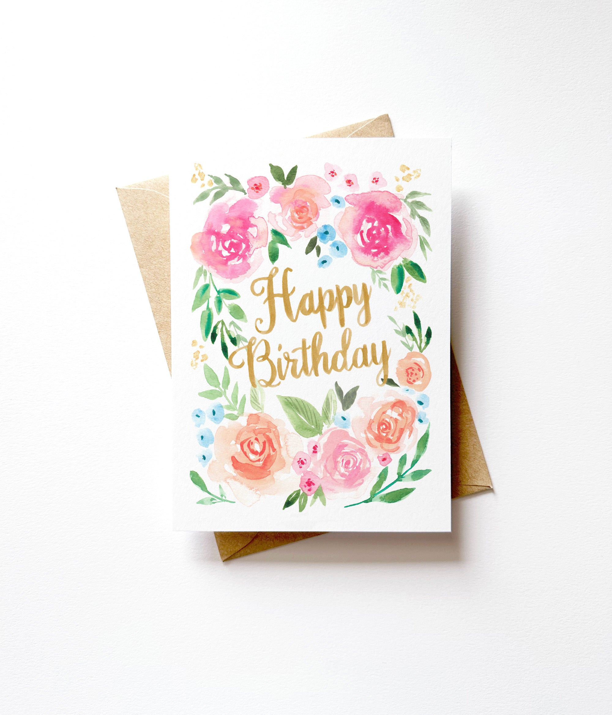 Watercolor Floral Wreath Birthday Card