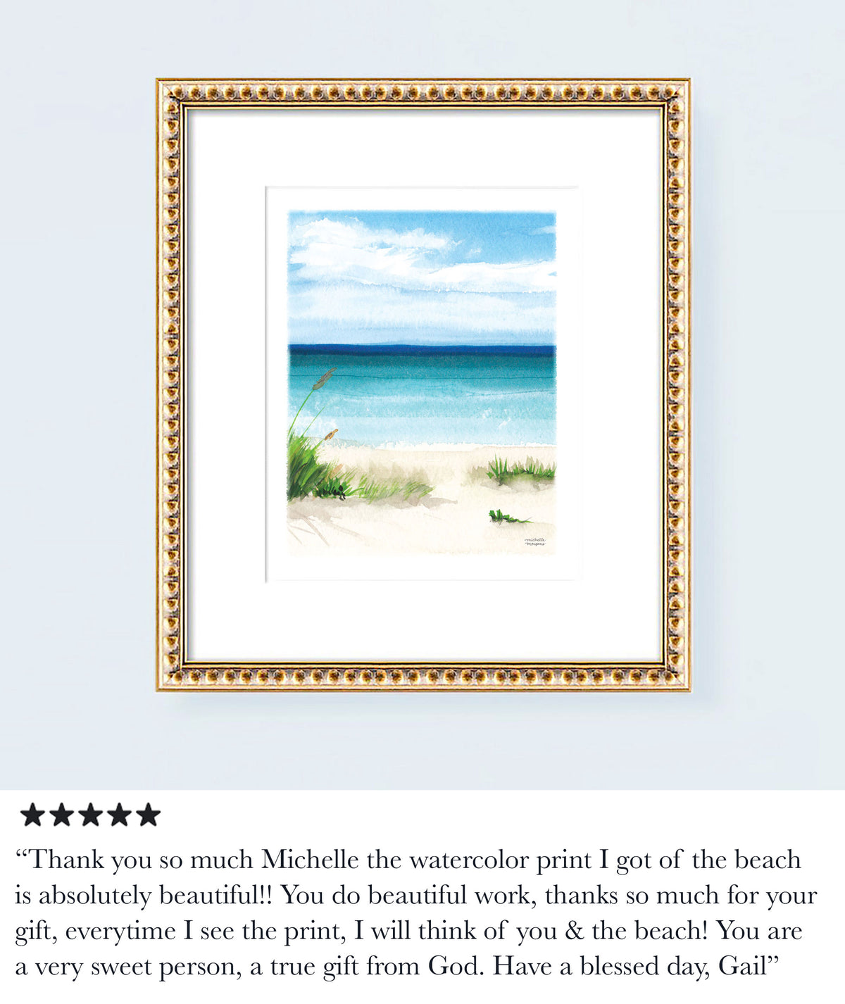 Beach Scene No2 Watercolor Art Print, Coastal Wall Art | Michelle Mospens