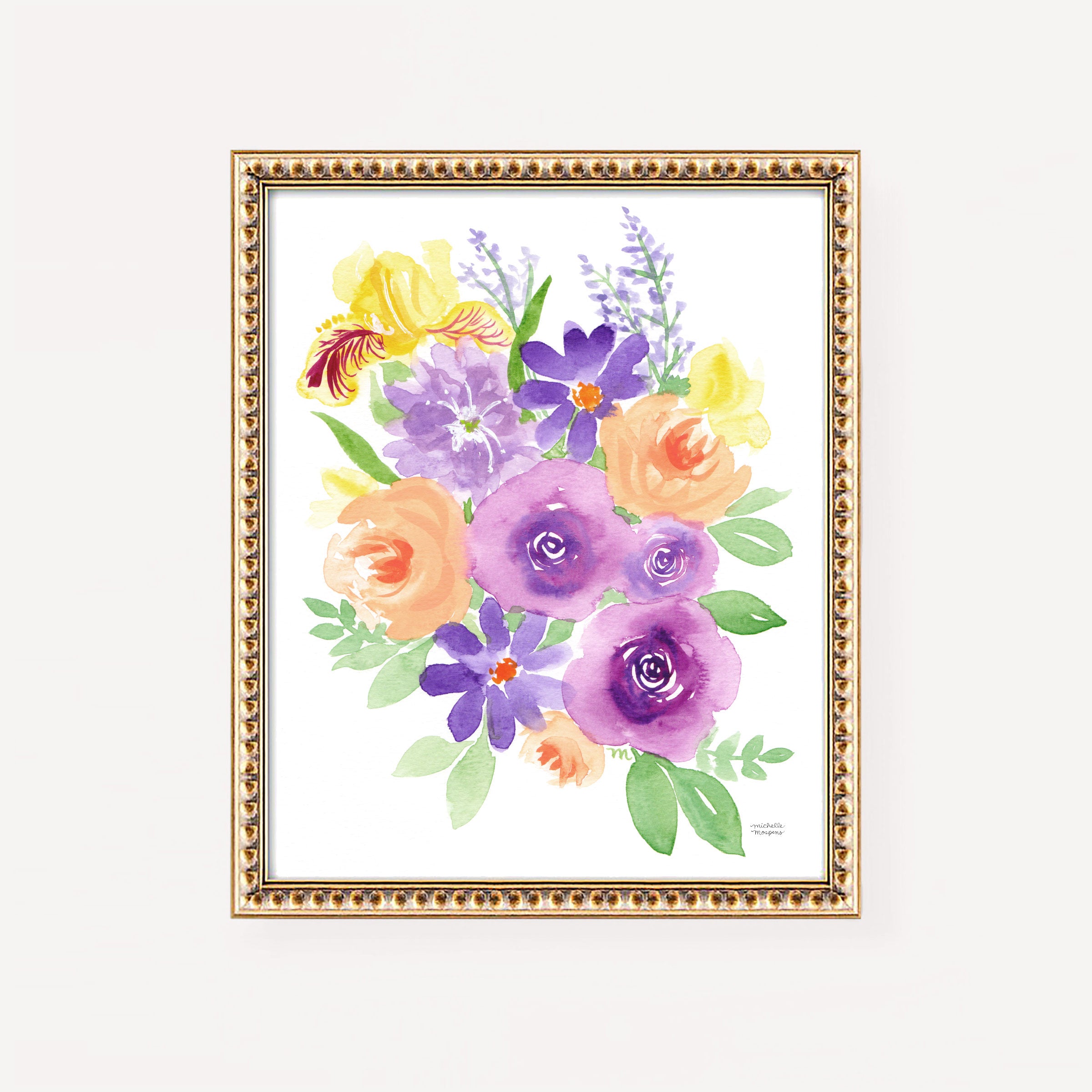 Garden Gathering Floral Watercolor Wall Art Print