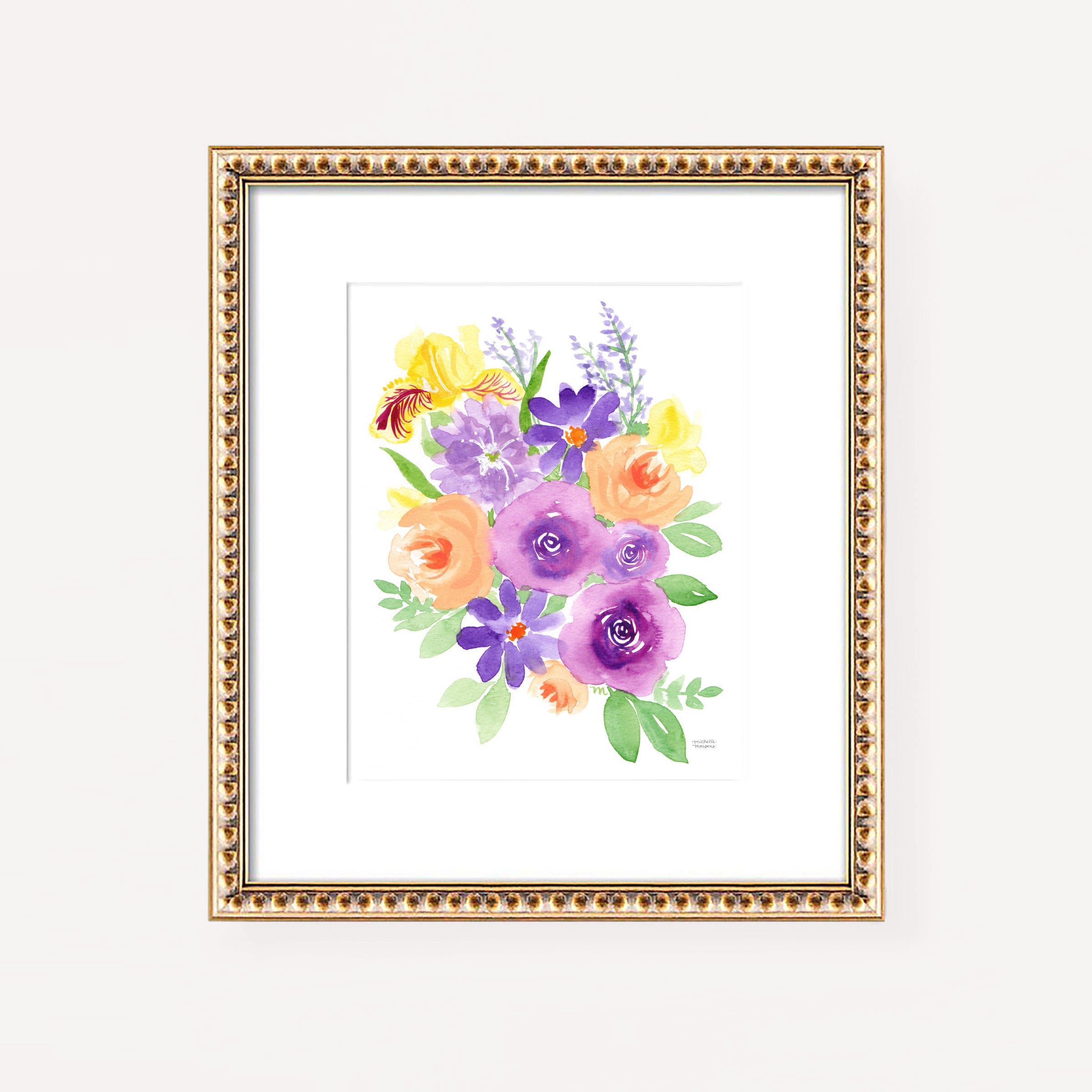 Garden Gathering Floral Watercolor Wall Art Print