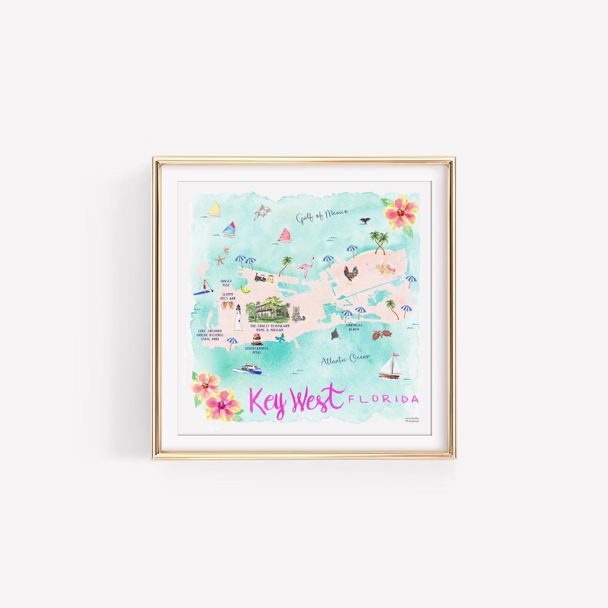 Key West Florida Map Art Print
