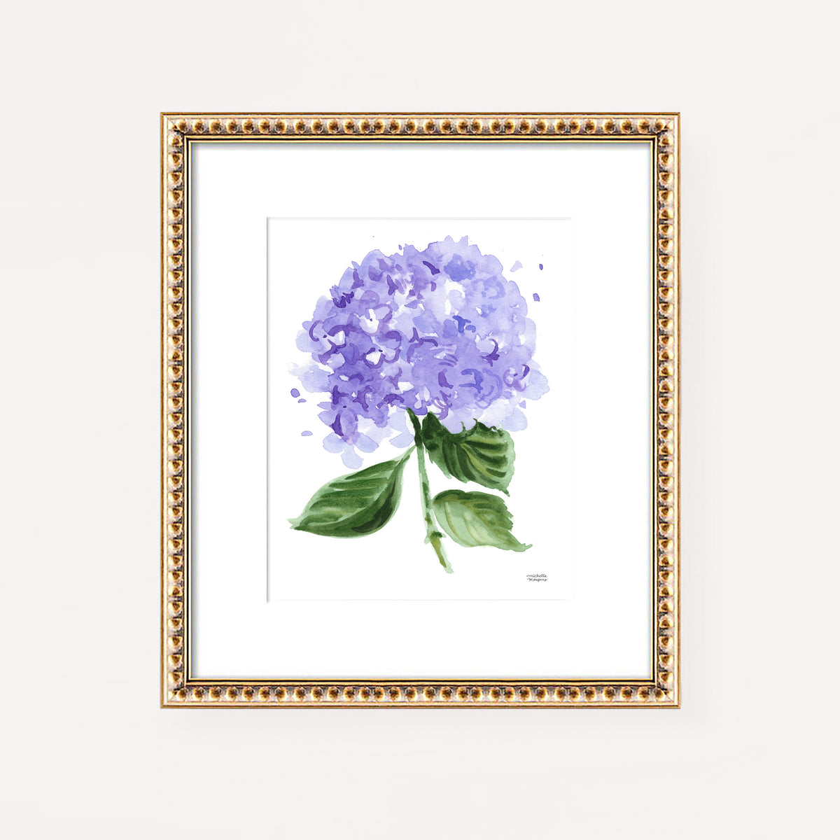Purple Lilac Watercolor Floral Hydrangea Art Print No11 by Michelle Mo