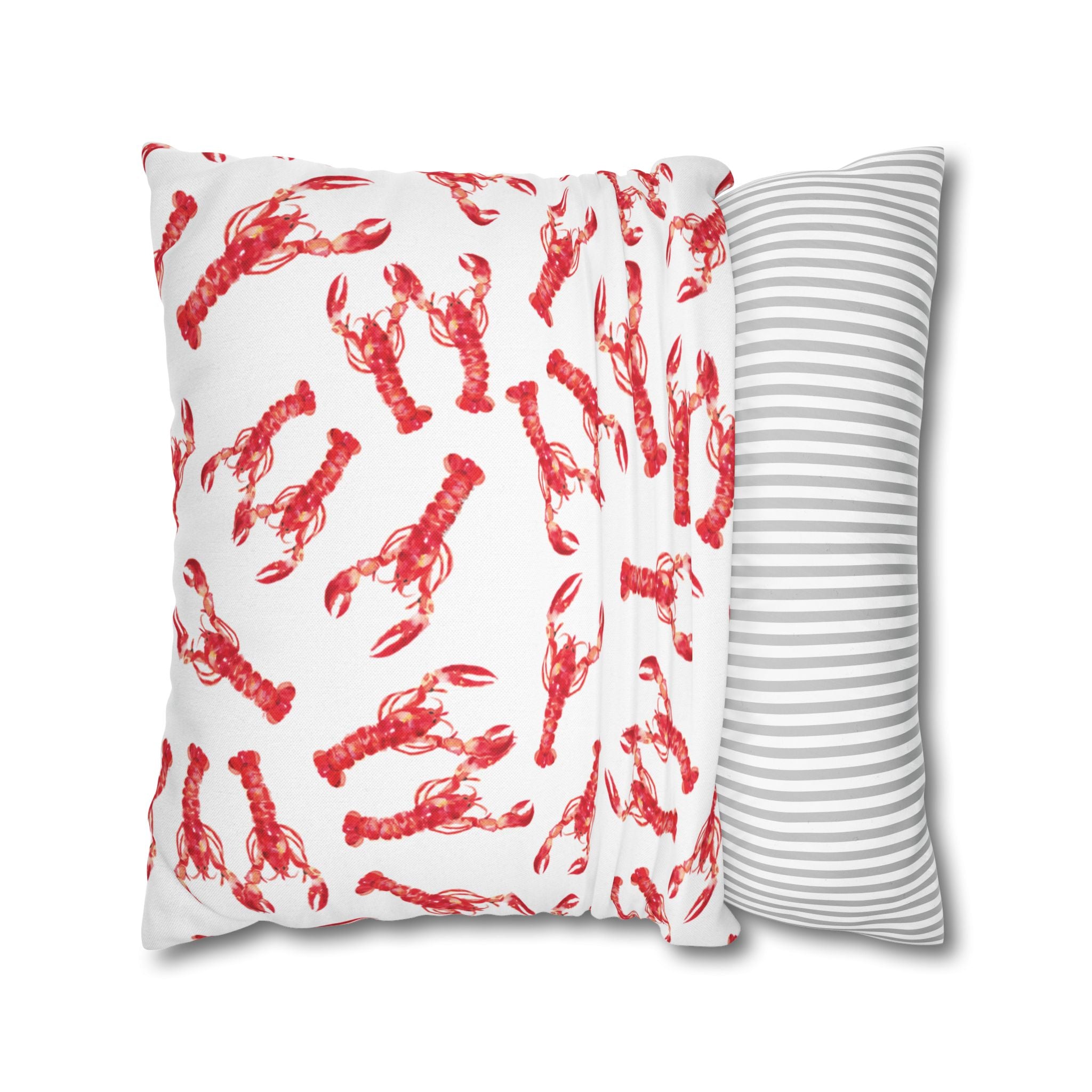 Watercolor Nautical Lobsters 20 x 20 Beachy Coastal Square Pillow Cover Case