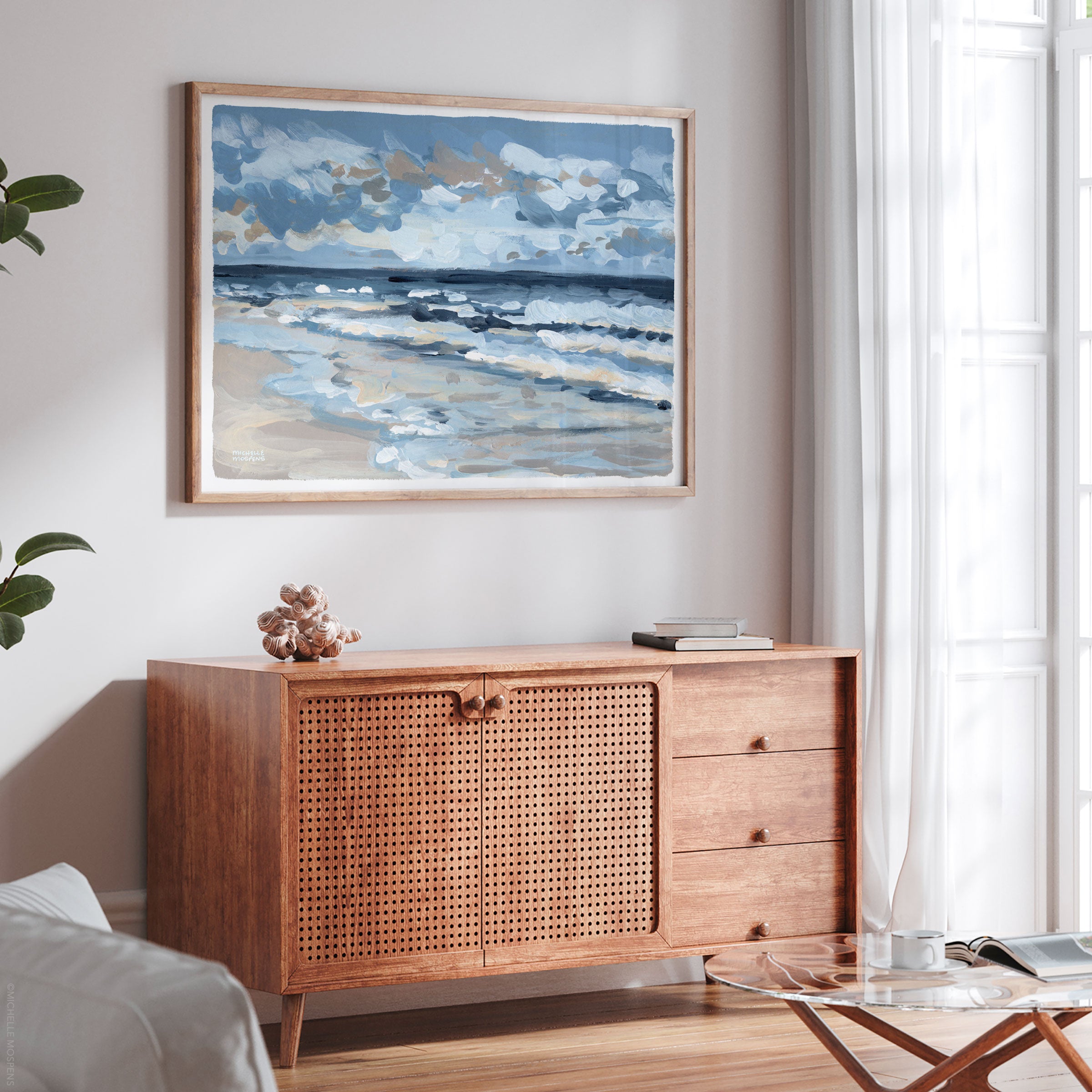 Seaside Serenity Beach Ocean Painting Extra Large Wall Art Print by Michelle Mospens