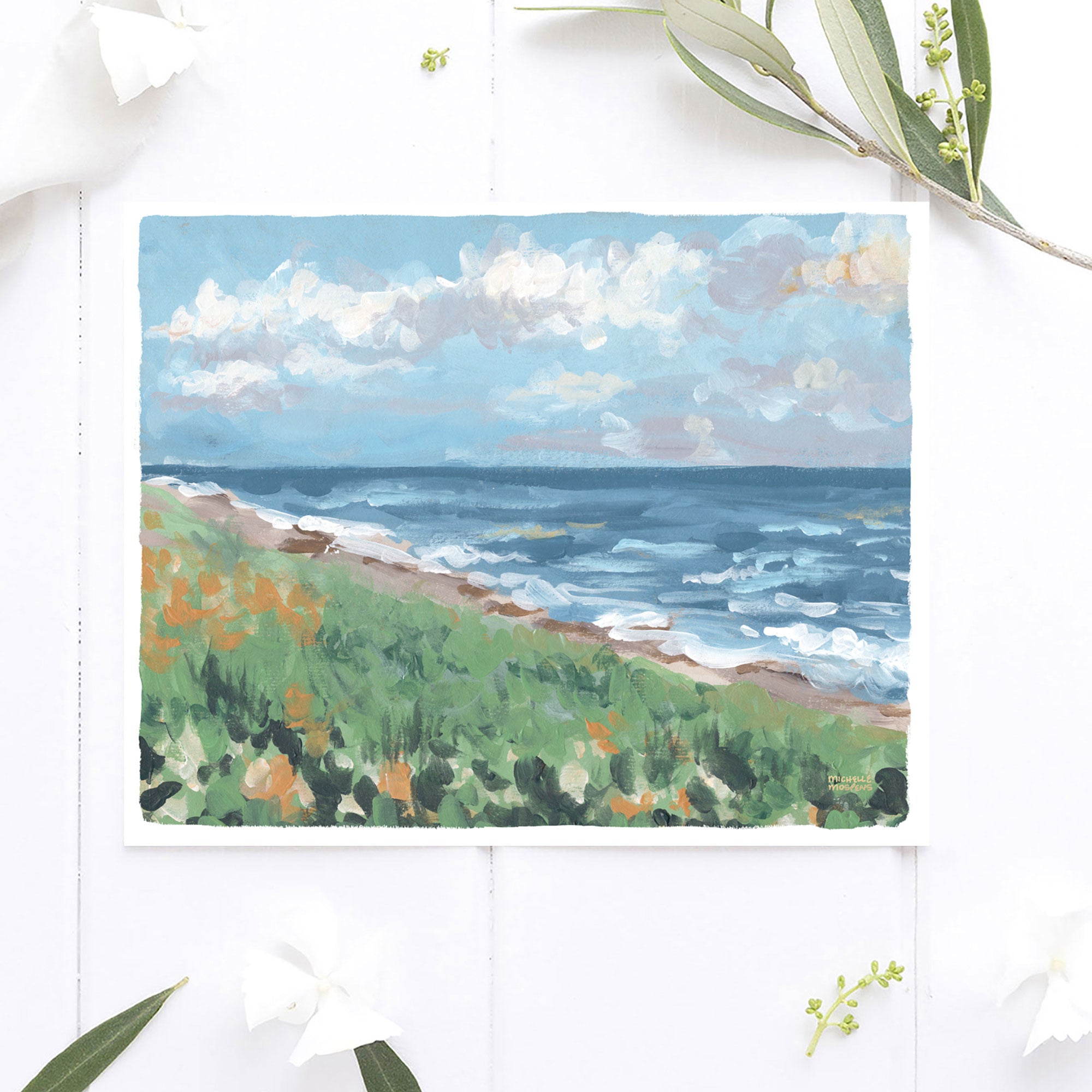 Beach Landscape Painting Wall Art Print by Michelle Mospens