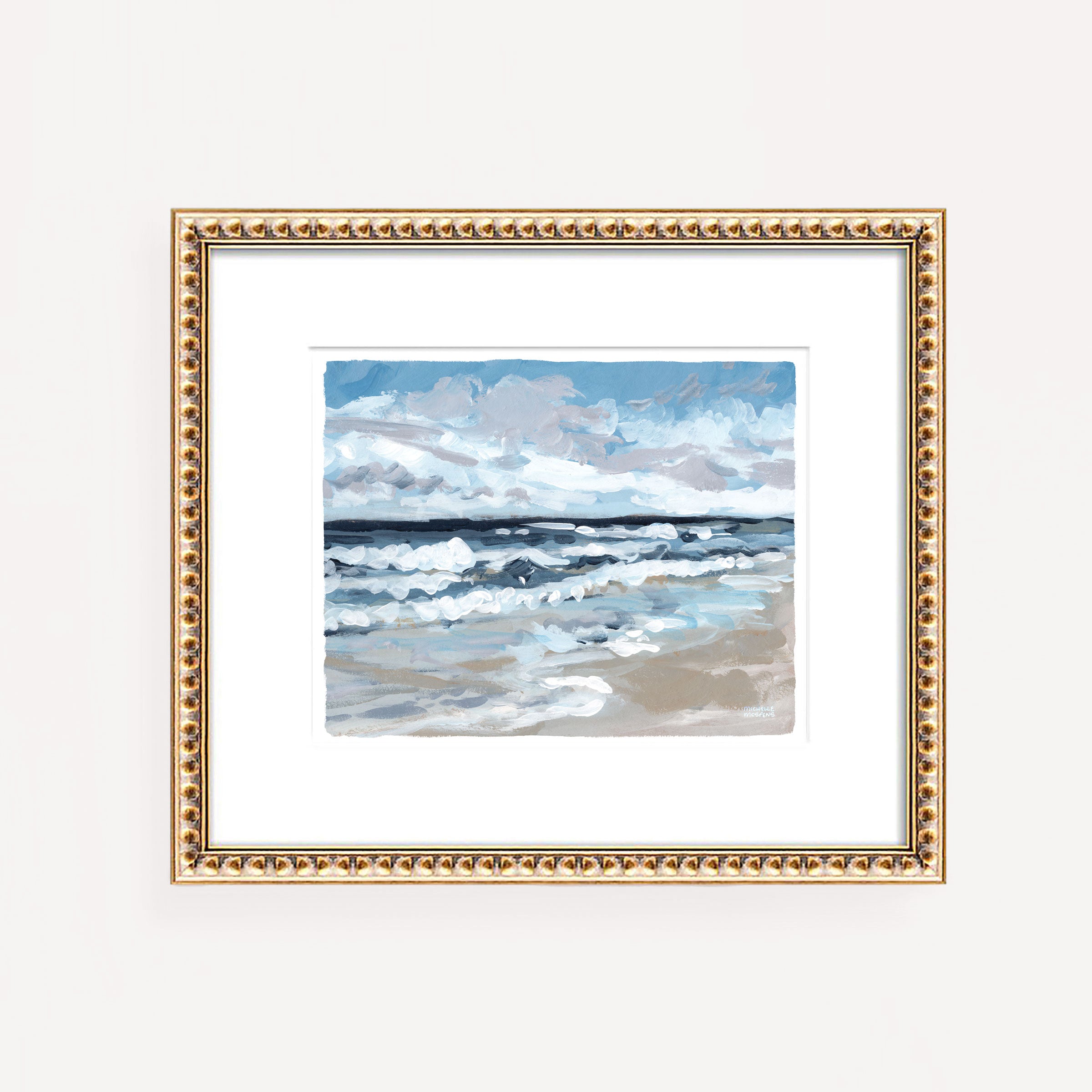 Tranquil Tides Beach Ocean Seascape Painting Wall Art Print by Michelle Mospens