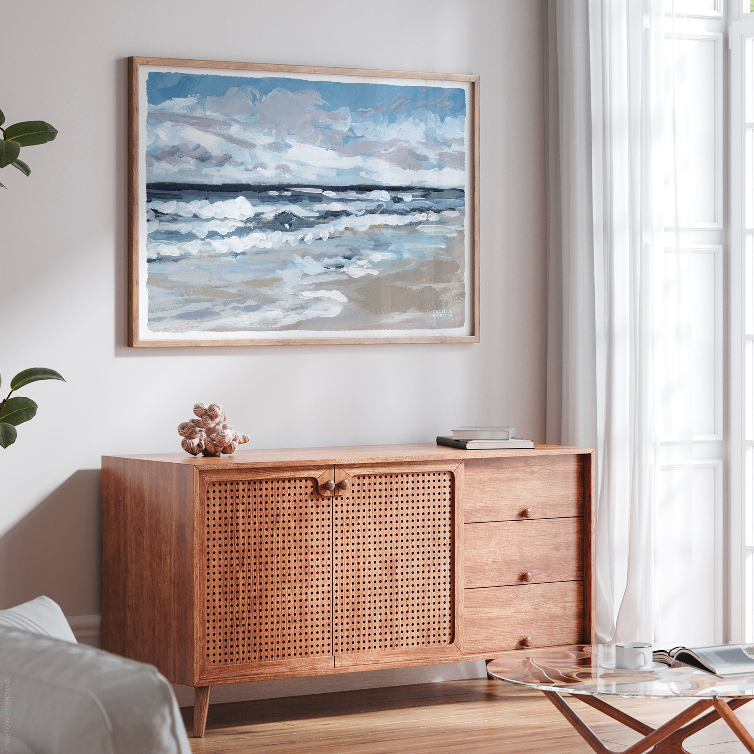 Tranquil Tides Beach Ocean Seascape Painting Wall Art Print by Michelle Mospens