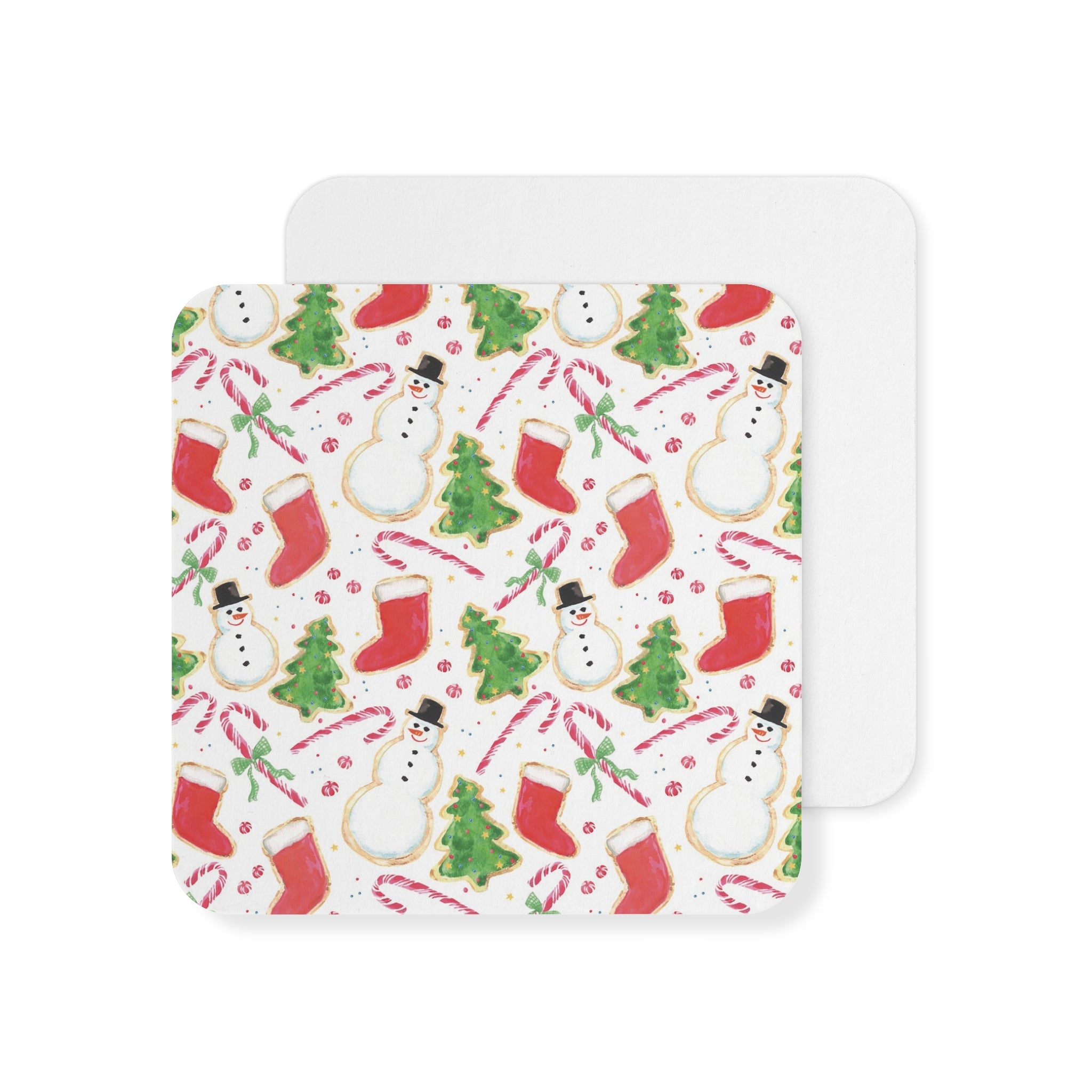 Charming Christmas Treats Watercolor Illustrated Paper Drink Coasters