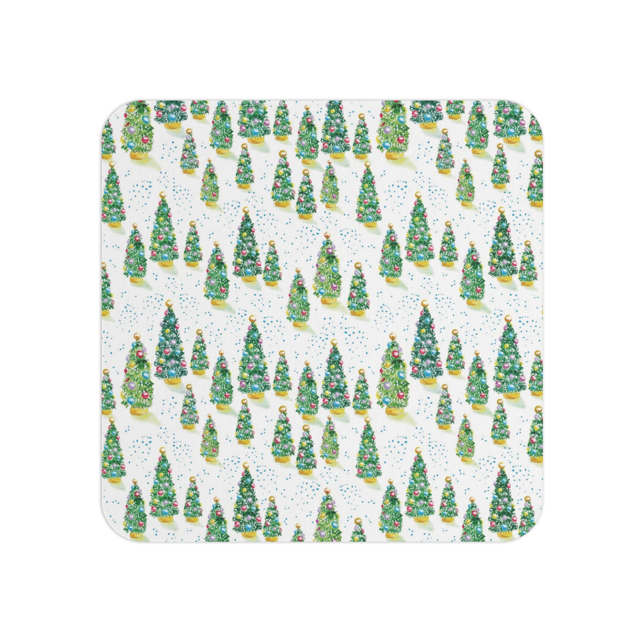 Charming Watercolor Christmas Trees Paper Drink Coasters