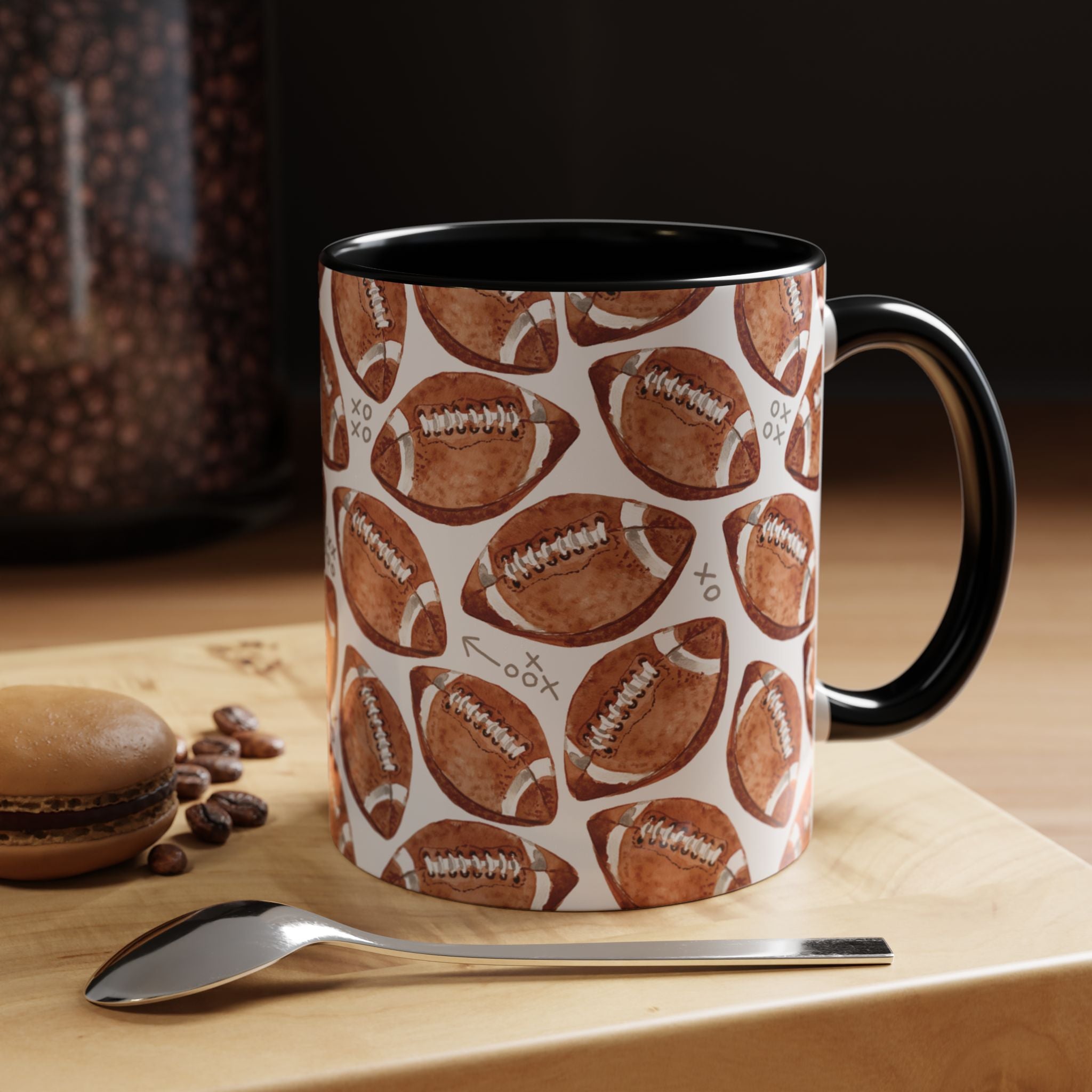 Michelle Mospens Watercolor Footballs Coffee Mug | Sports Lover Football Gift