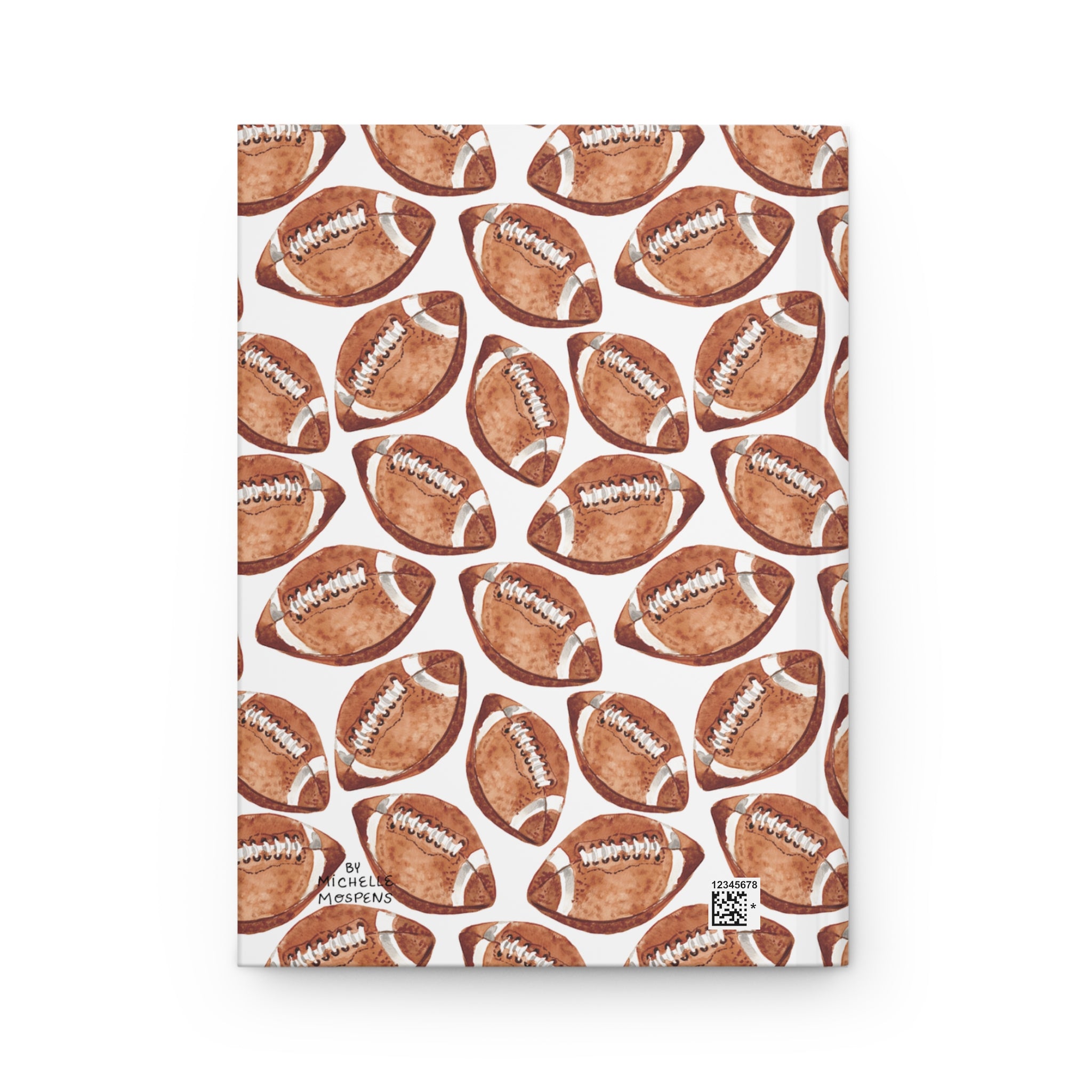 Watercolor Illustrated Footballs Sporty Hardcover Journal - Michelle Mospens