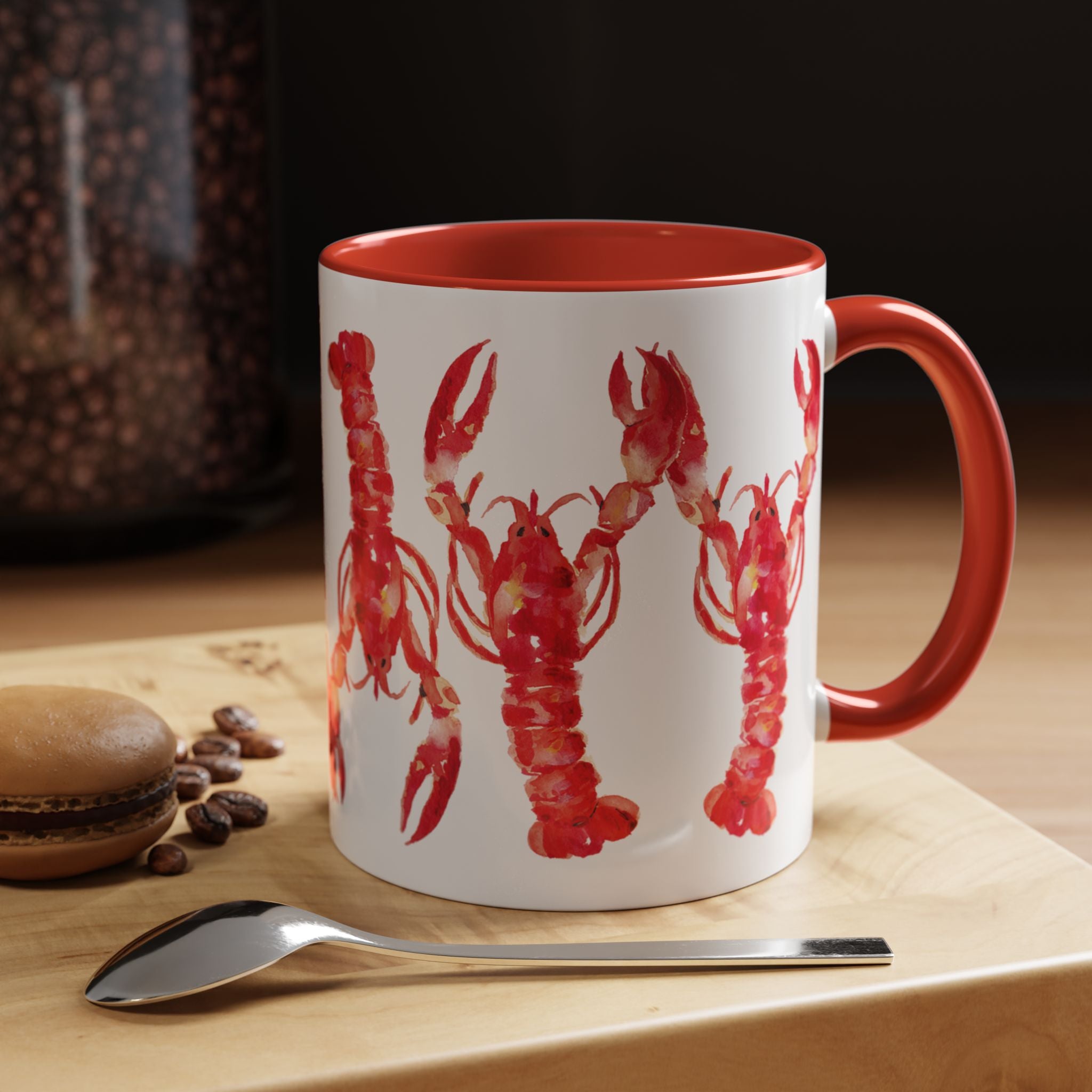 Michelle Mospens Watercolor Lobsters Coffee Mug | Lobster Lover Nautical Gift