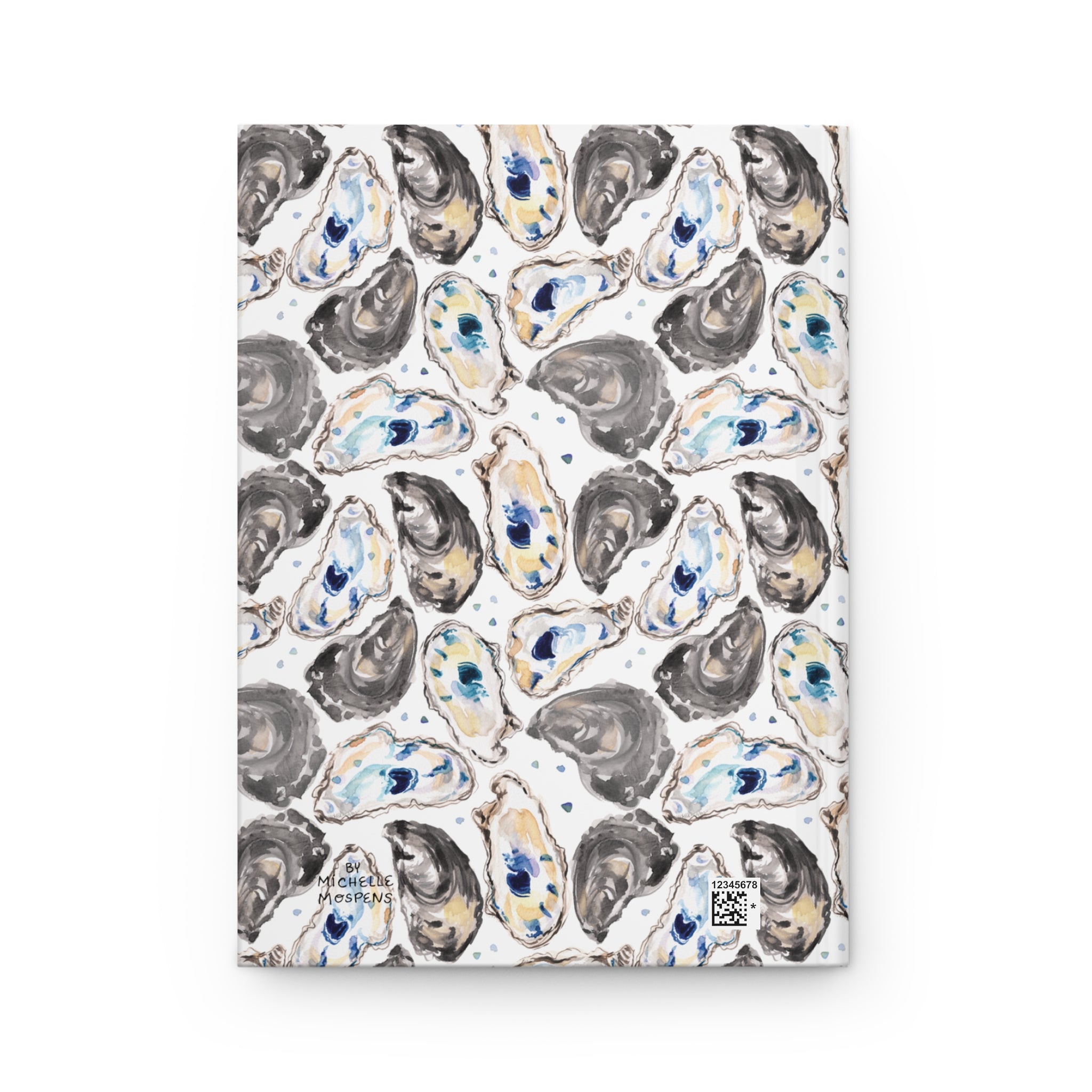 Watercolor Oyster Shells Coastal Nautical Beachy Hardcover Journal - Michelle Mospens