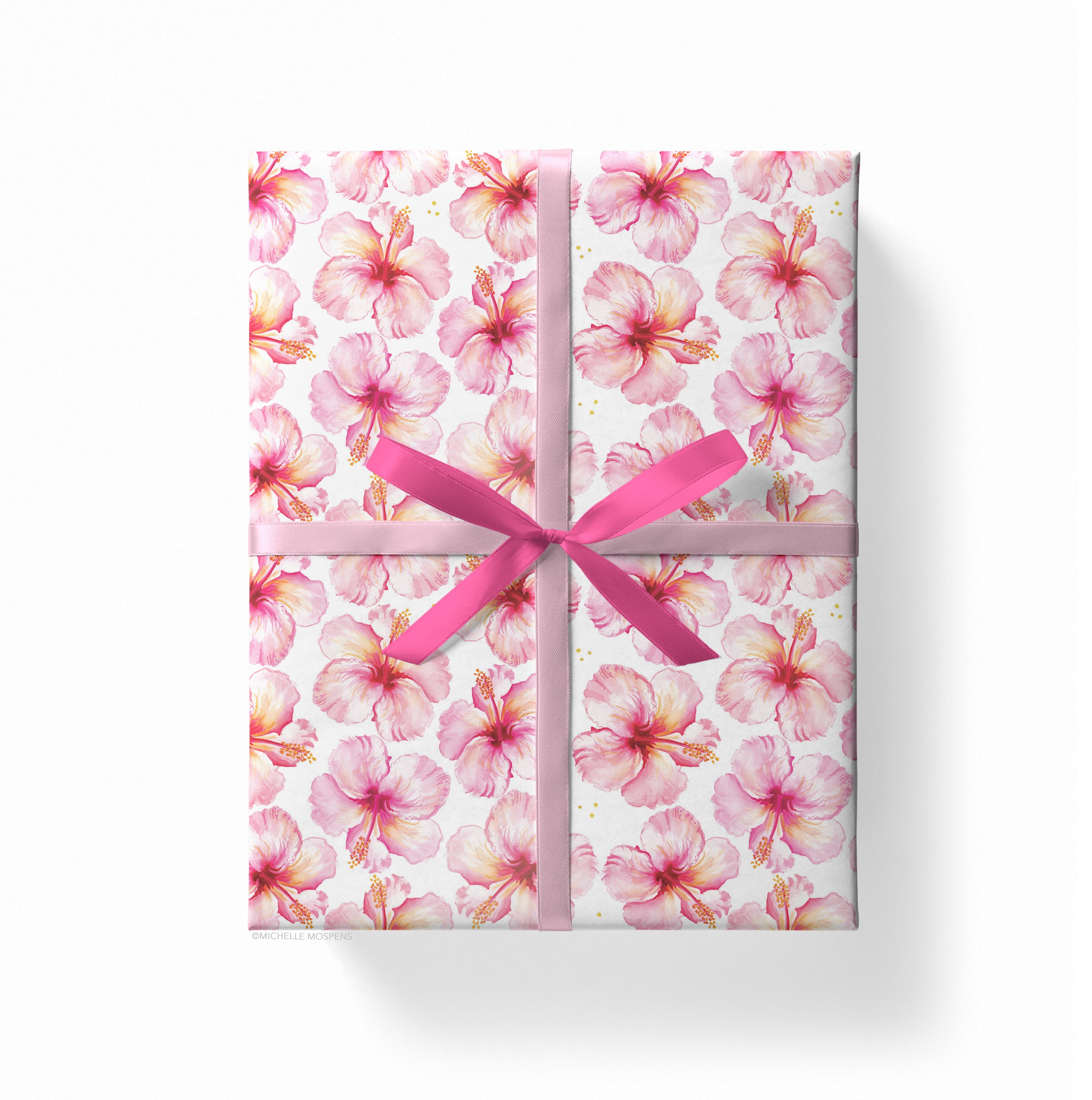 Iridescent Floral Wrapping Paper (PEACH PINK)