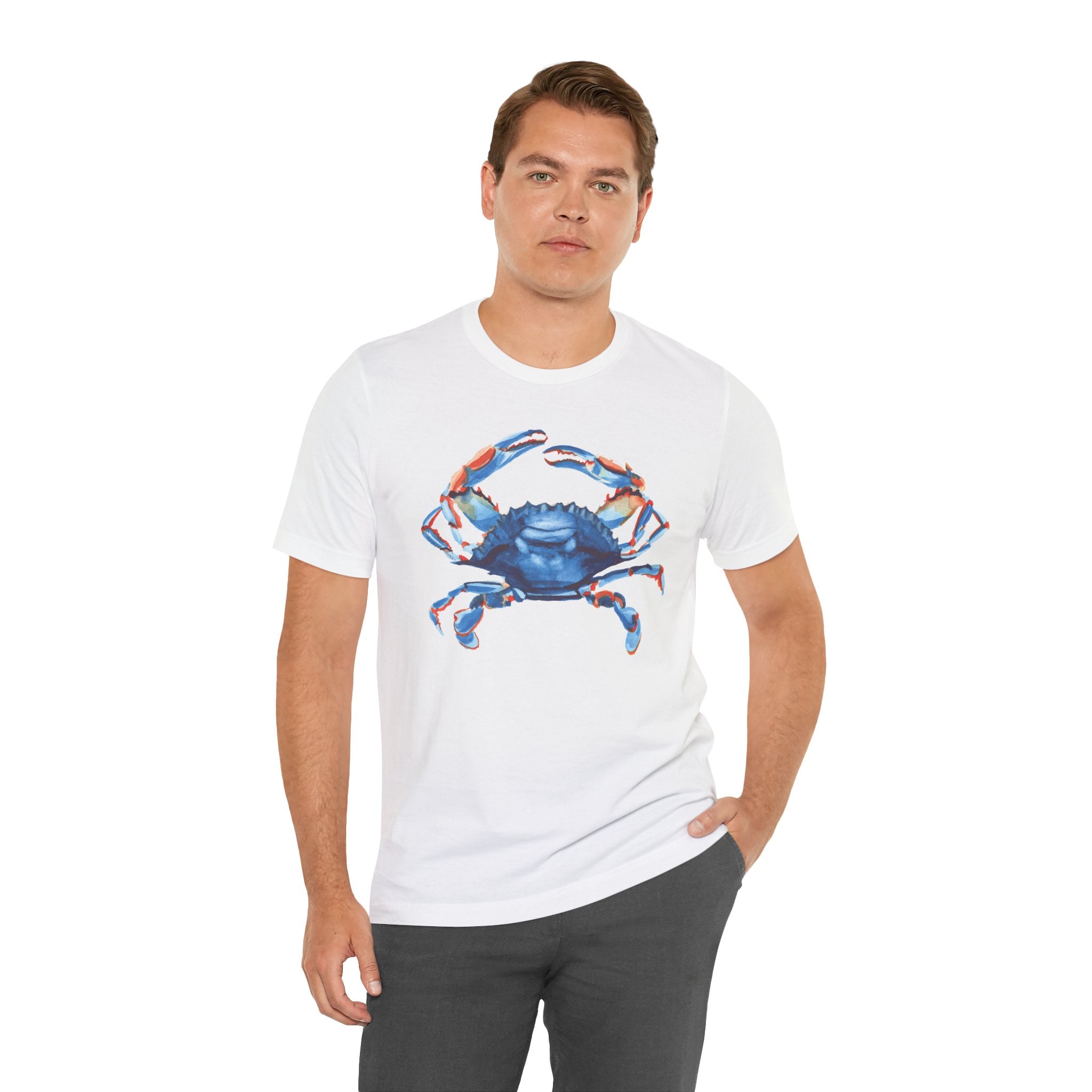 Watercolor Blue Crab Unisex Jersey Short Sleeve T-shirt - Nautical Shirt