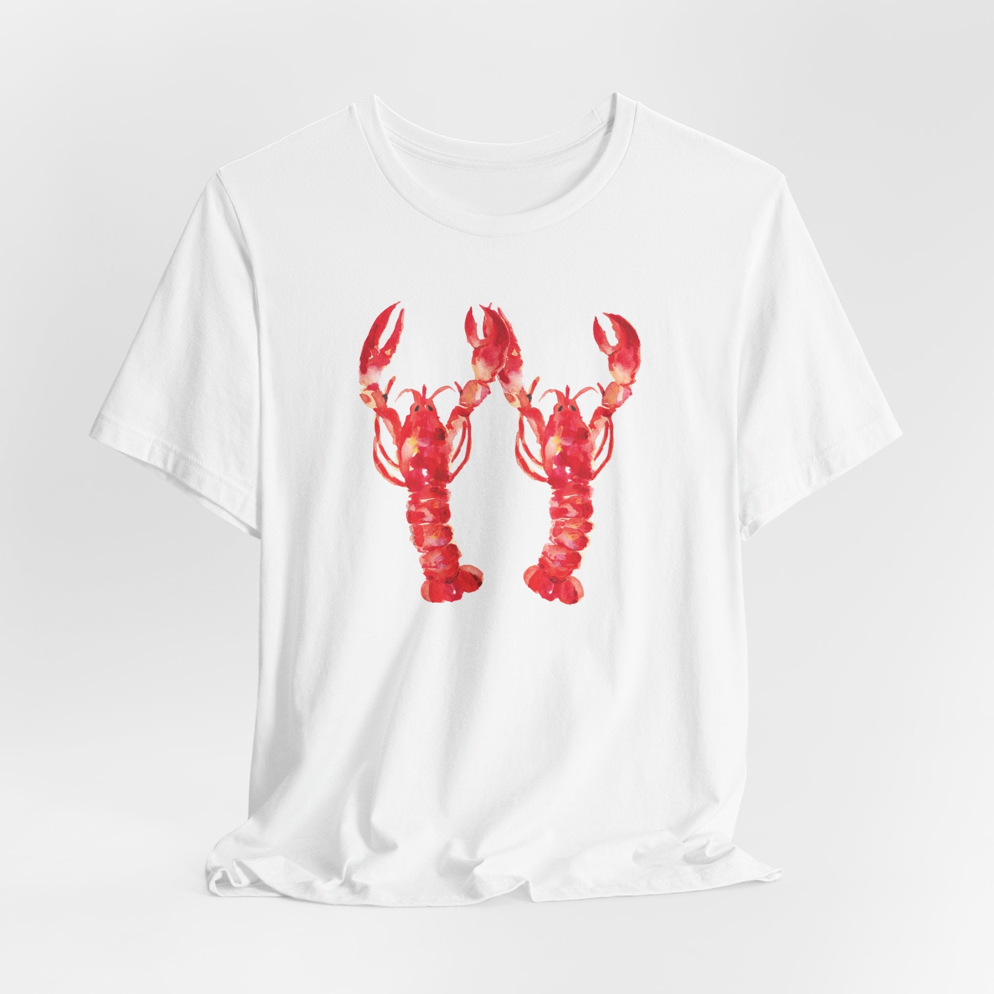 Watercolor Lobsters Unisex Jersey Short Sleeve T-shirt - Nautical Shirt