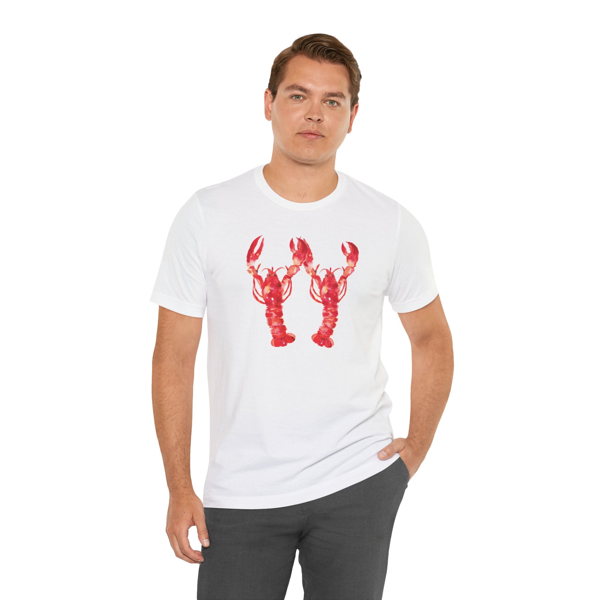 Watercolor Lobsters Unisex Jersey Short Sleeve T-shirt - Nautical Shirt