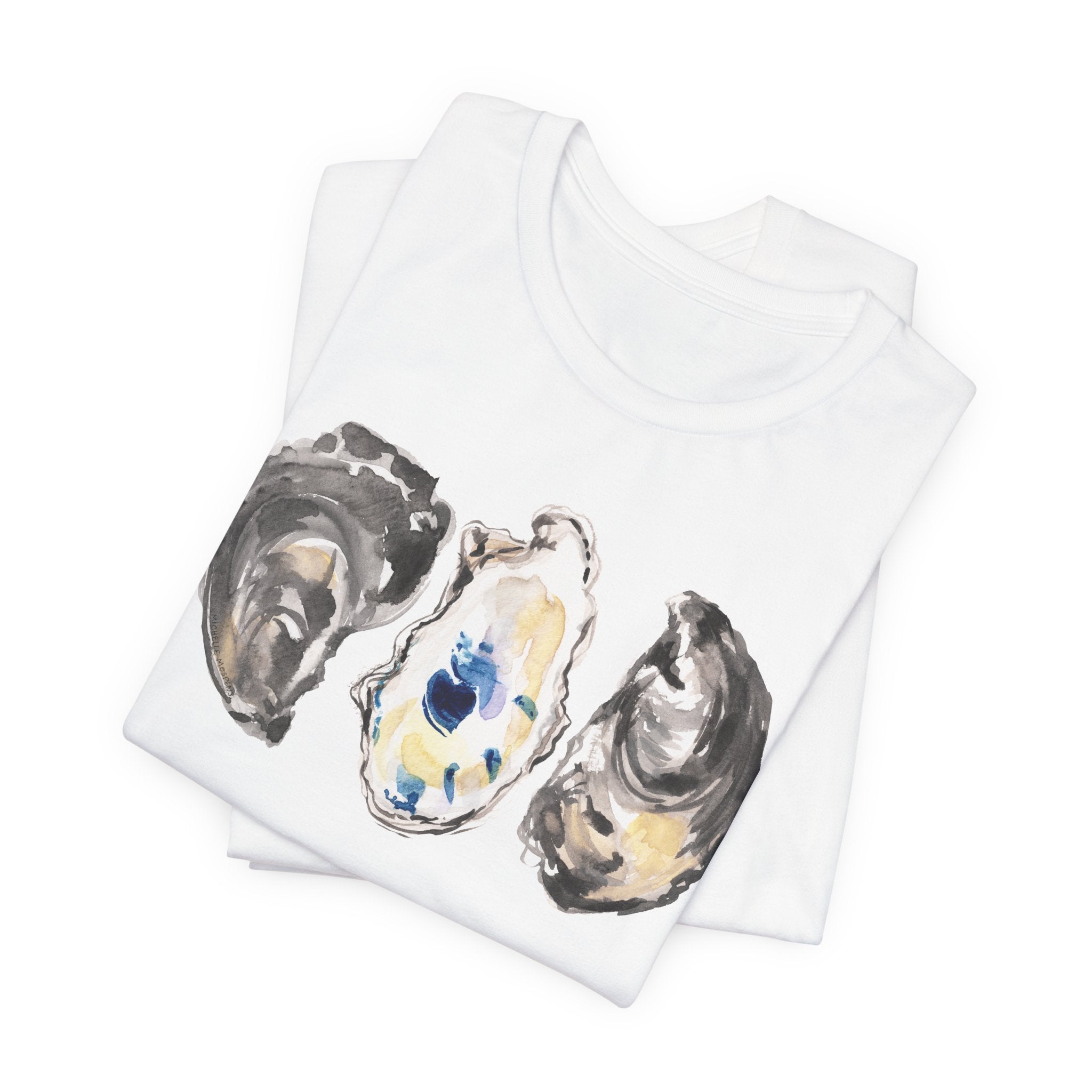 Watercolor Oyster Shells Unisex Jersey Short Sleeve T-shirt - Coastal Shirt