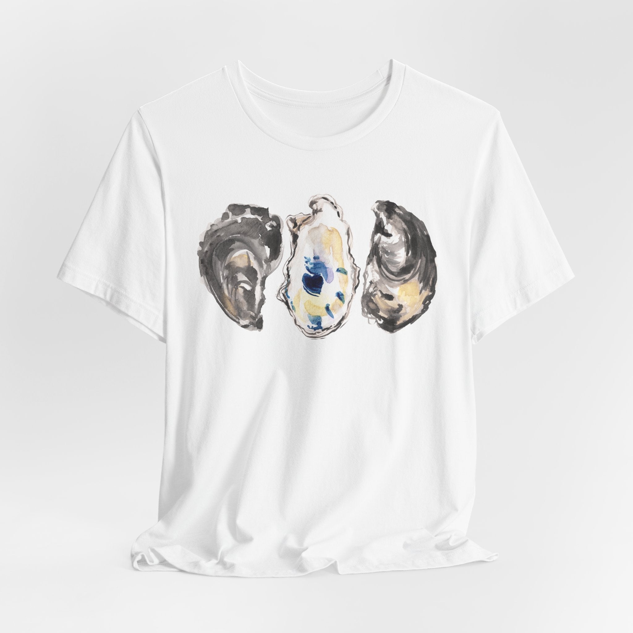 Watercolor Oyster Shells Unisex Jersey Short Sleeve T-shirt - Coastal Shirt