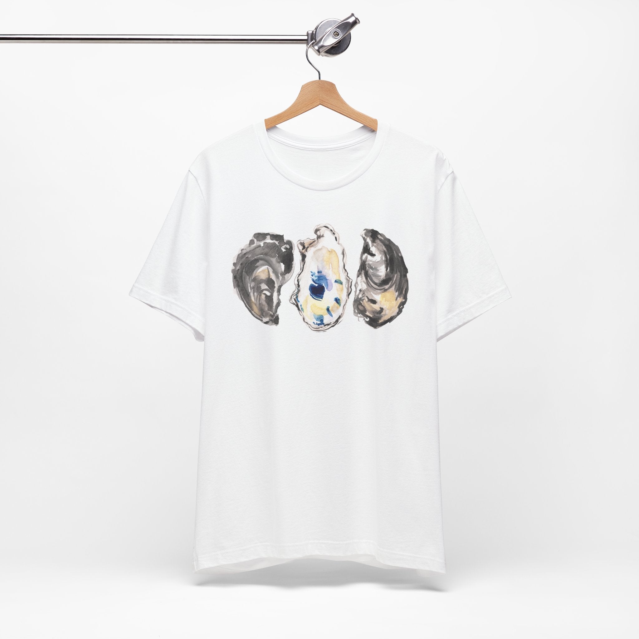 Watercolor Oyster Shells Unisex Jersey Short Sleeve T-shirt - Coastal Shirt