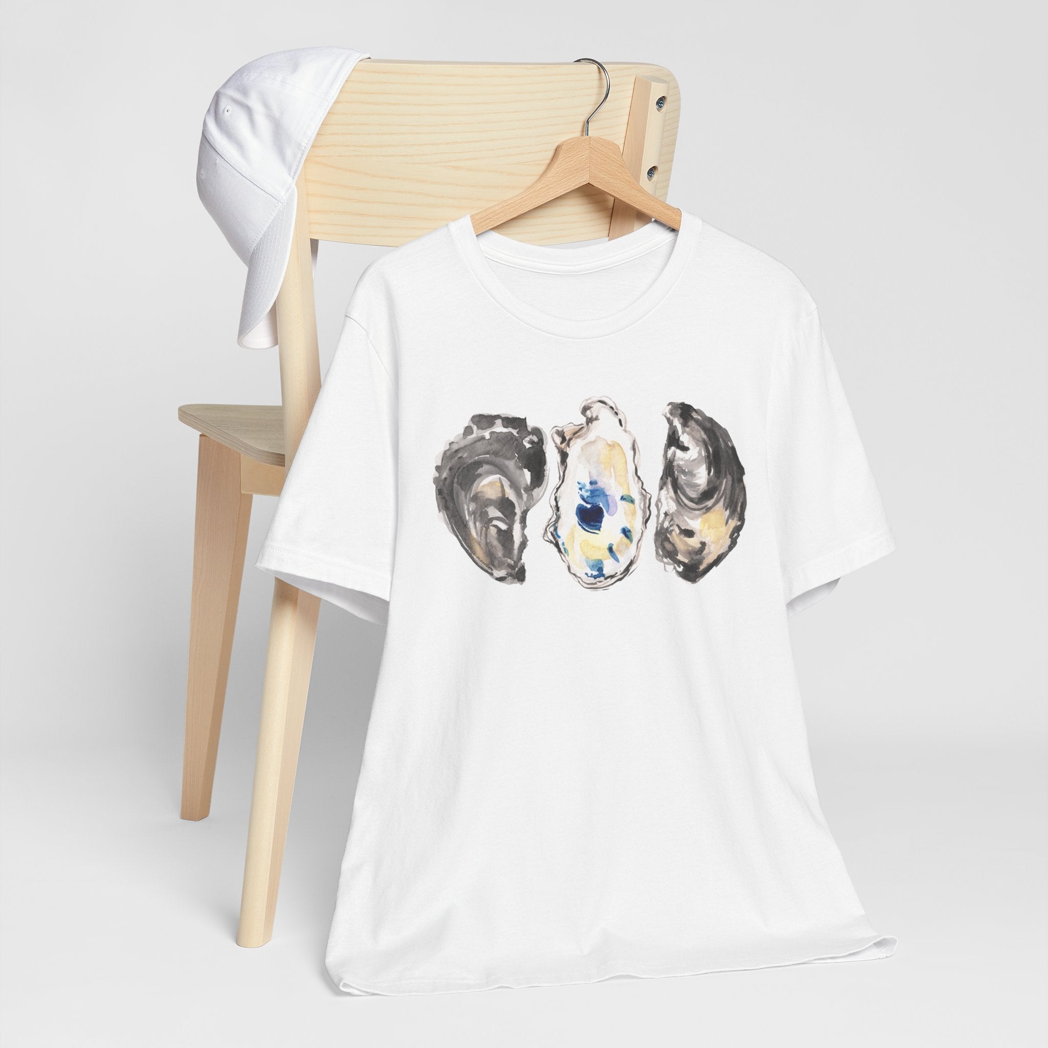 Watercolor Oyster Shells Unisex Jersey Short Sleeve T-shirt - Coastal Shirt