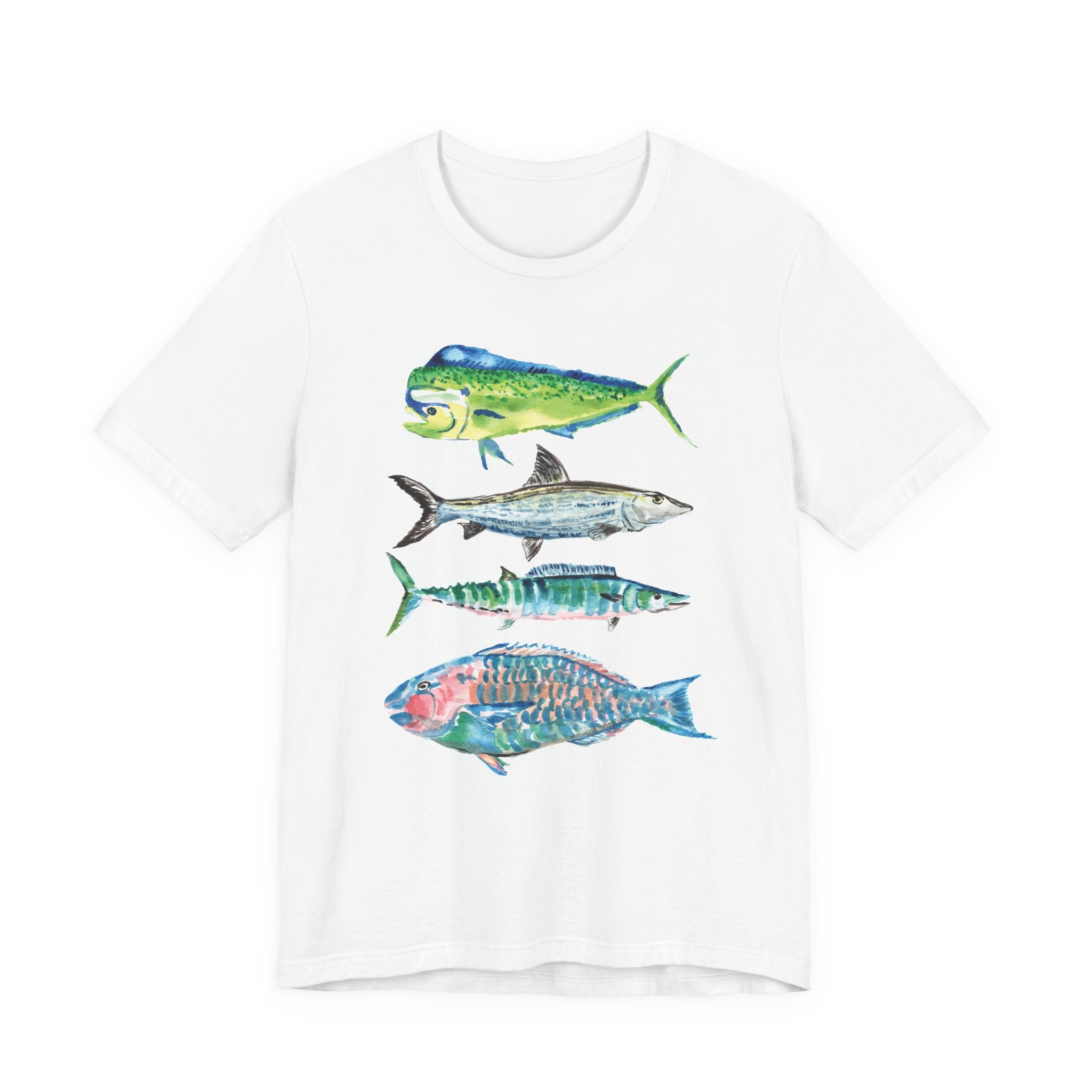 Watercolor Tropical Fish Unisex Jersey Short Sleeve T-shirt - Nautical Shirt