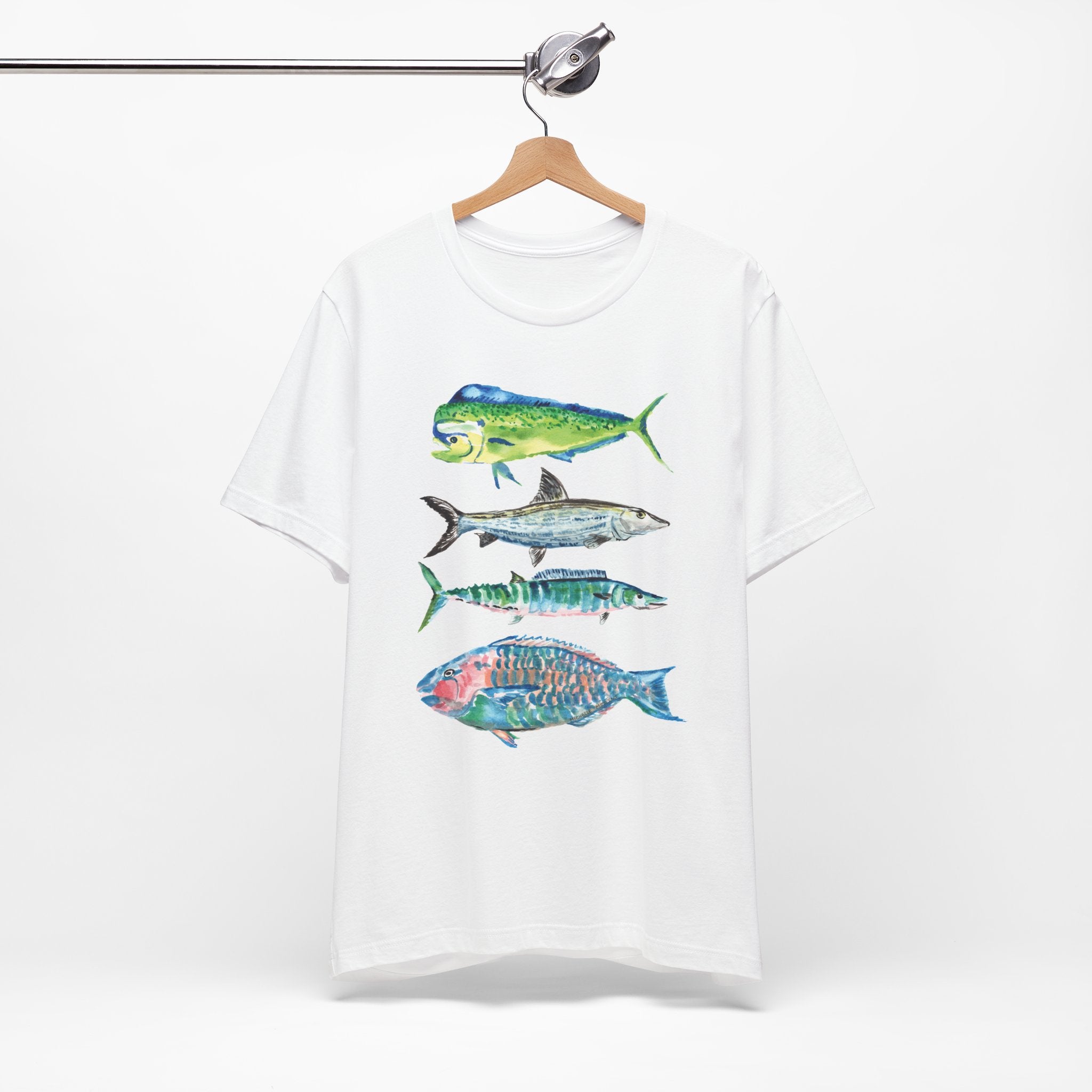 Watercolor Tropical Fish Unisex Jersey Short Sleeve T-shirt - Nautical Shirt