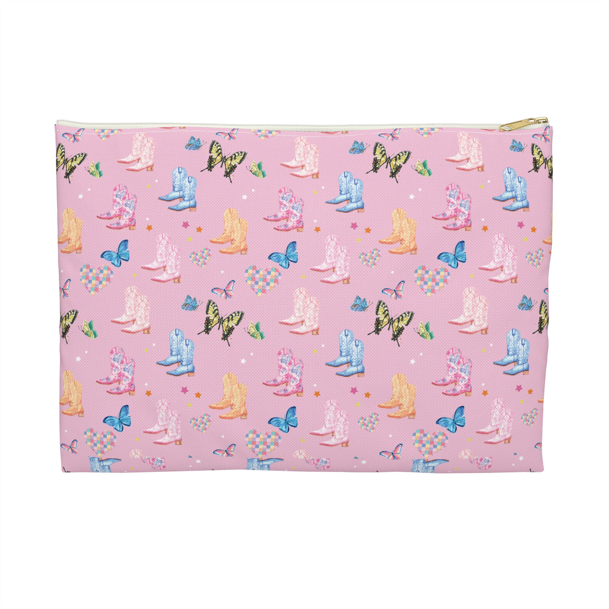 Watercolor Western Girly Accessory Pouch, Modern Cowgirl Makeup Bag | Michelle Mospens