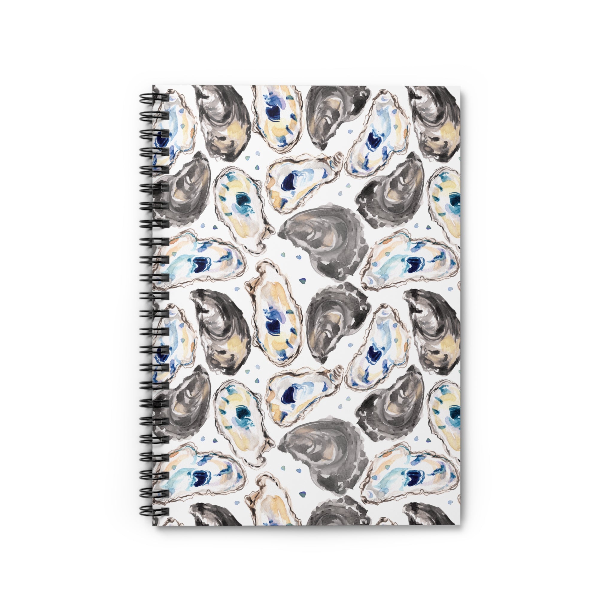 Watercolor Oyster Shells Beachy Coastal Spiral Notebook
