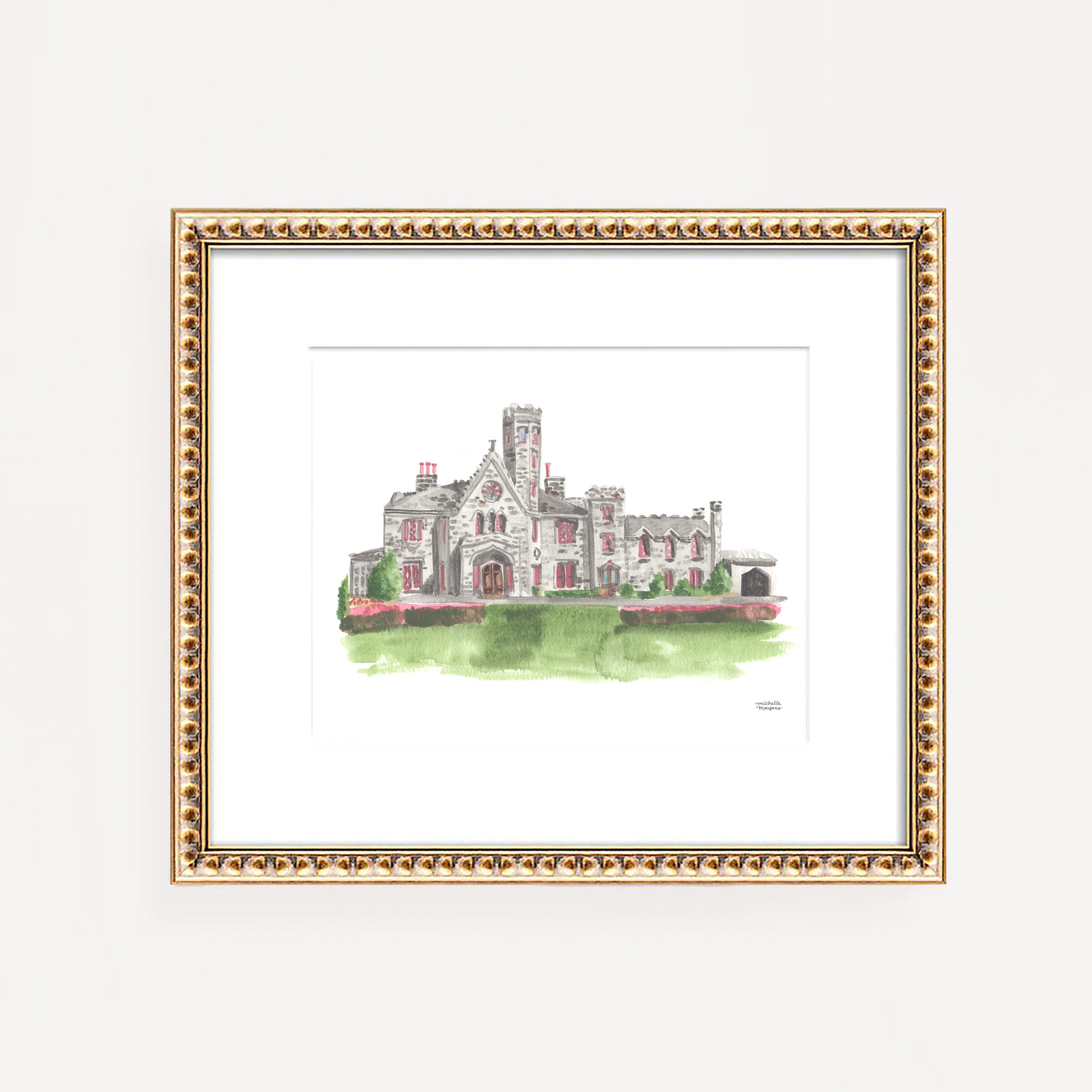 Whitby Castle on Rye Golf Club in Rye New York Watercolor Wall Art Print