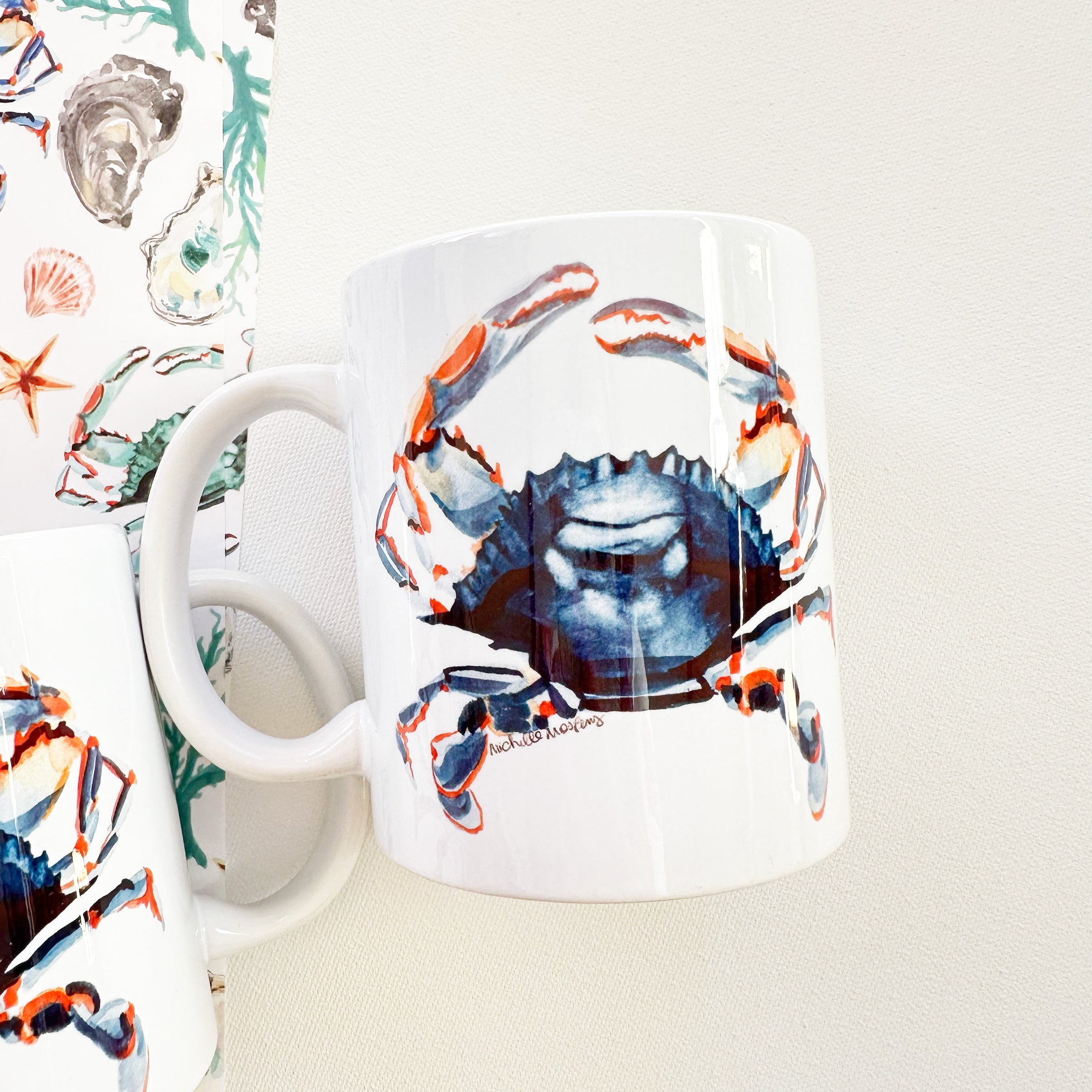 Watercolor Blue Crab Coffee Mug 11oz