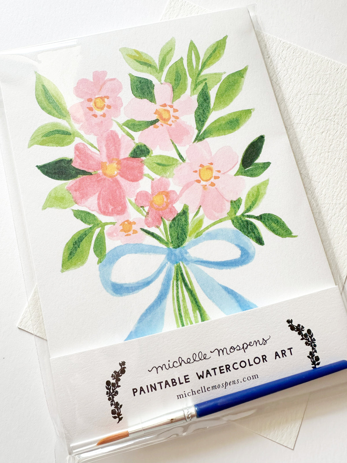 Paintable Watercolor Art Kit, 5x7 DIY Watercolor Bouquet Painting | Michelle Mospens