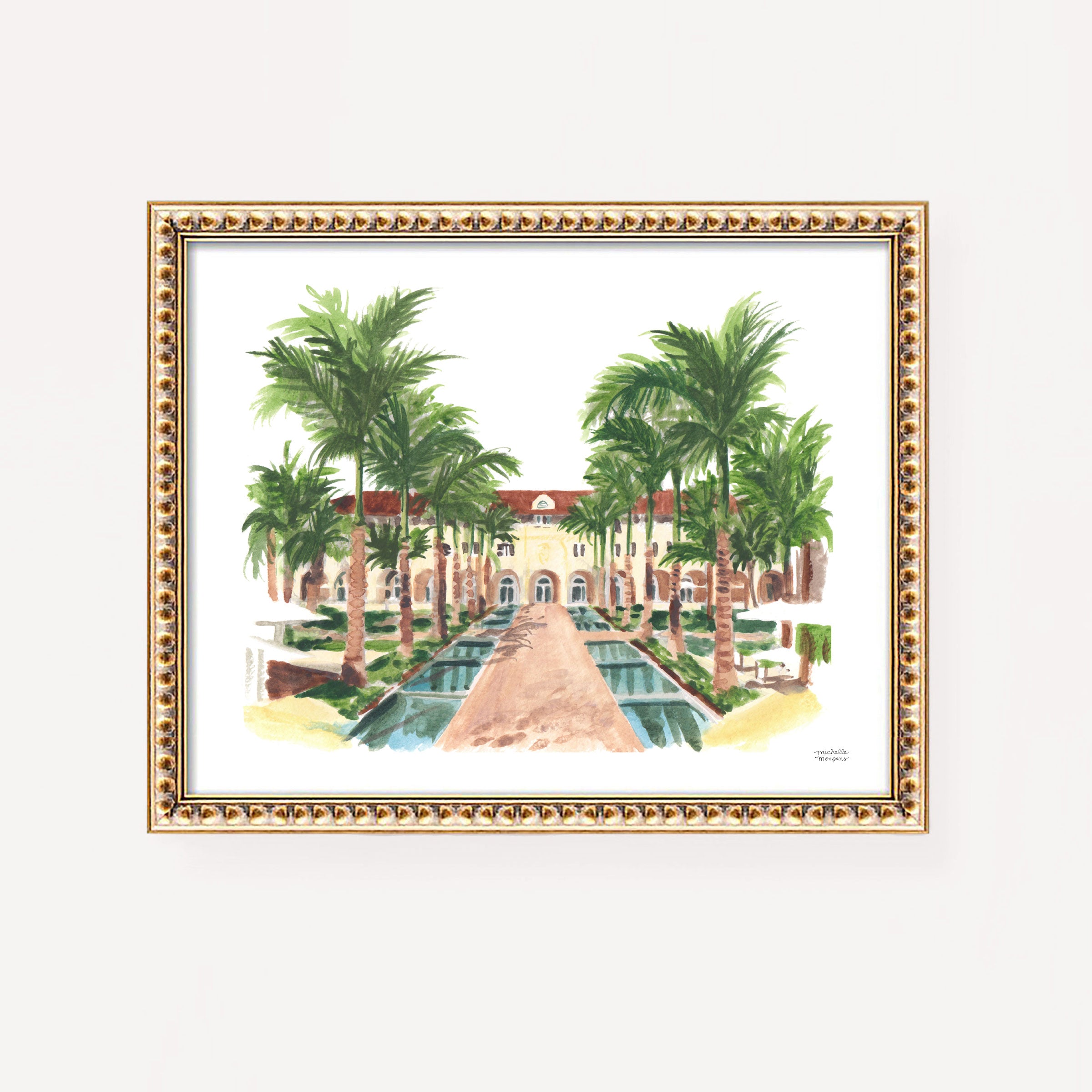 Casa Marina Key West Florida watercolor by artist Michelle Mospens