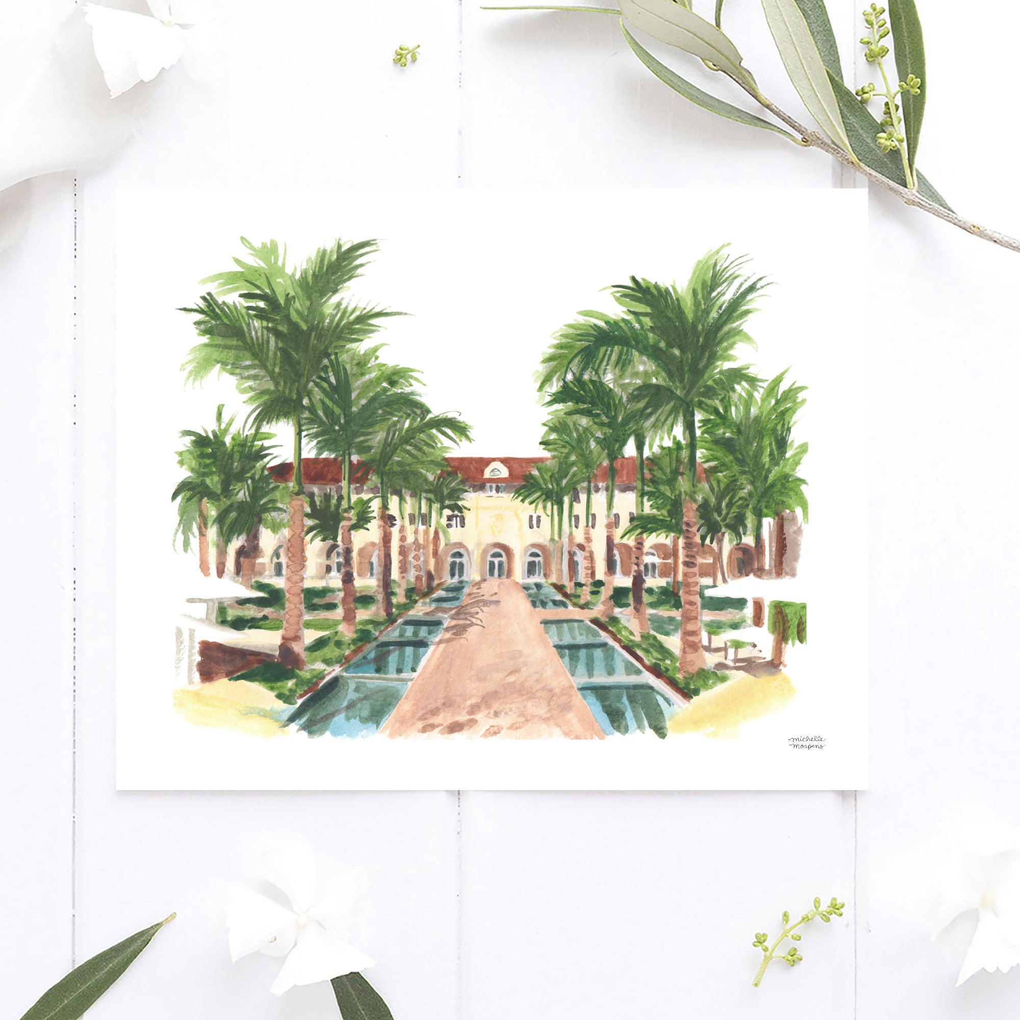 Casa Marina Key West Florida watercolor by artist Michelle Mospens