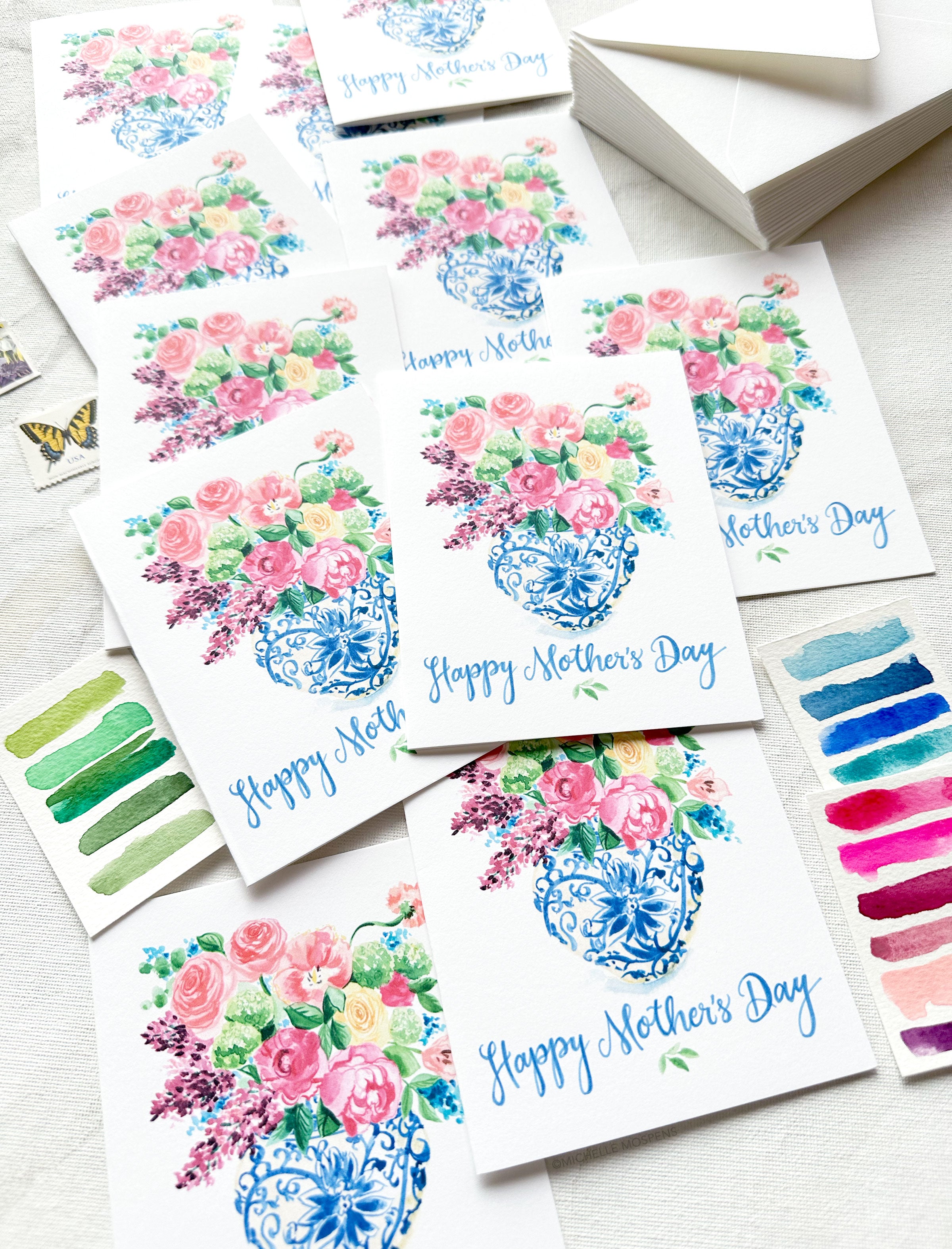 Ginger Jar Bouquet No. 15 Mother's Day Card by Michelle Mospens