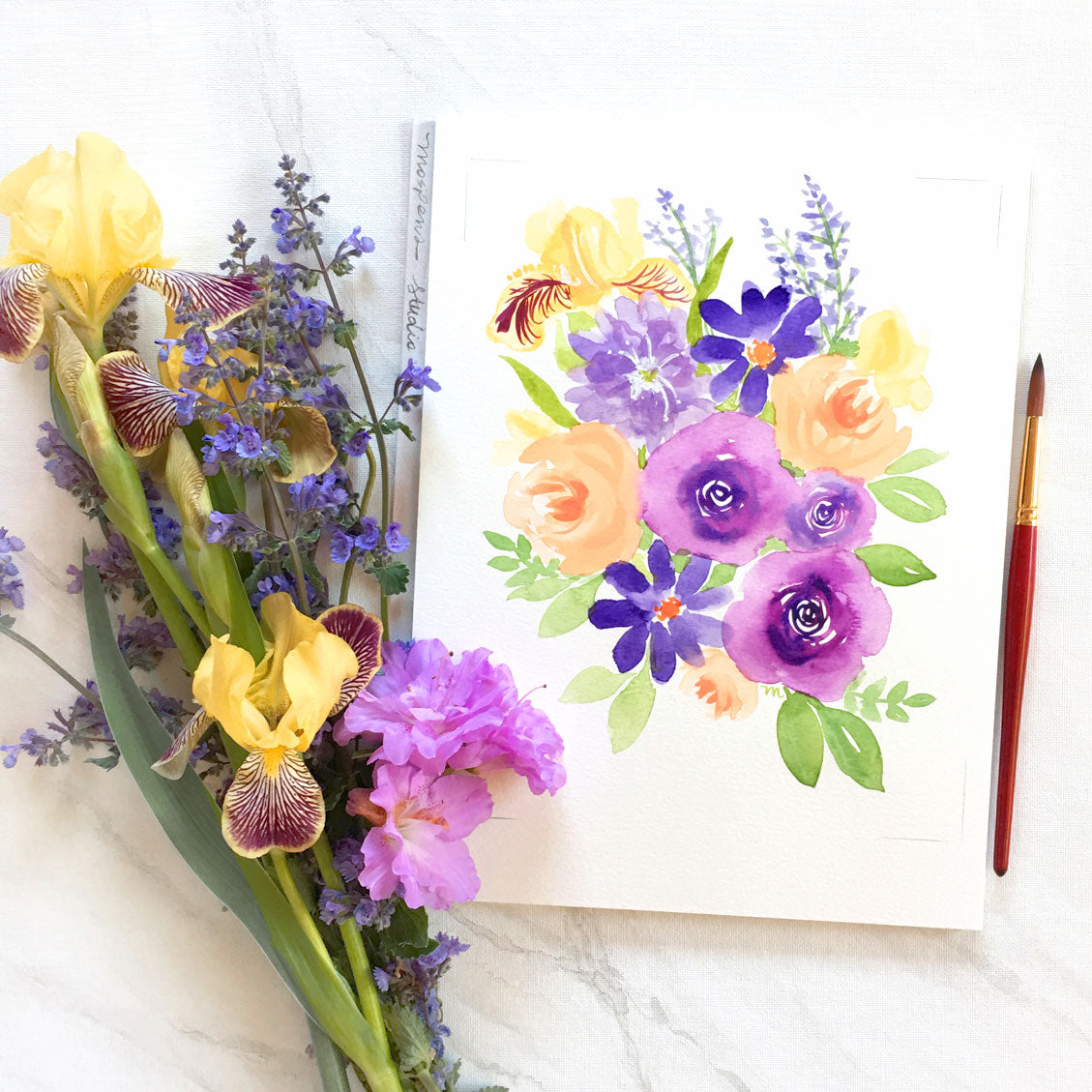 Garden Gathering Floral Watercolor Wall Art Print