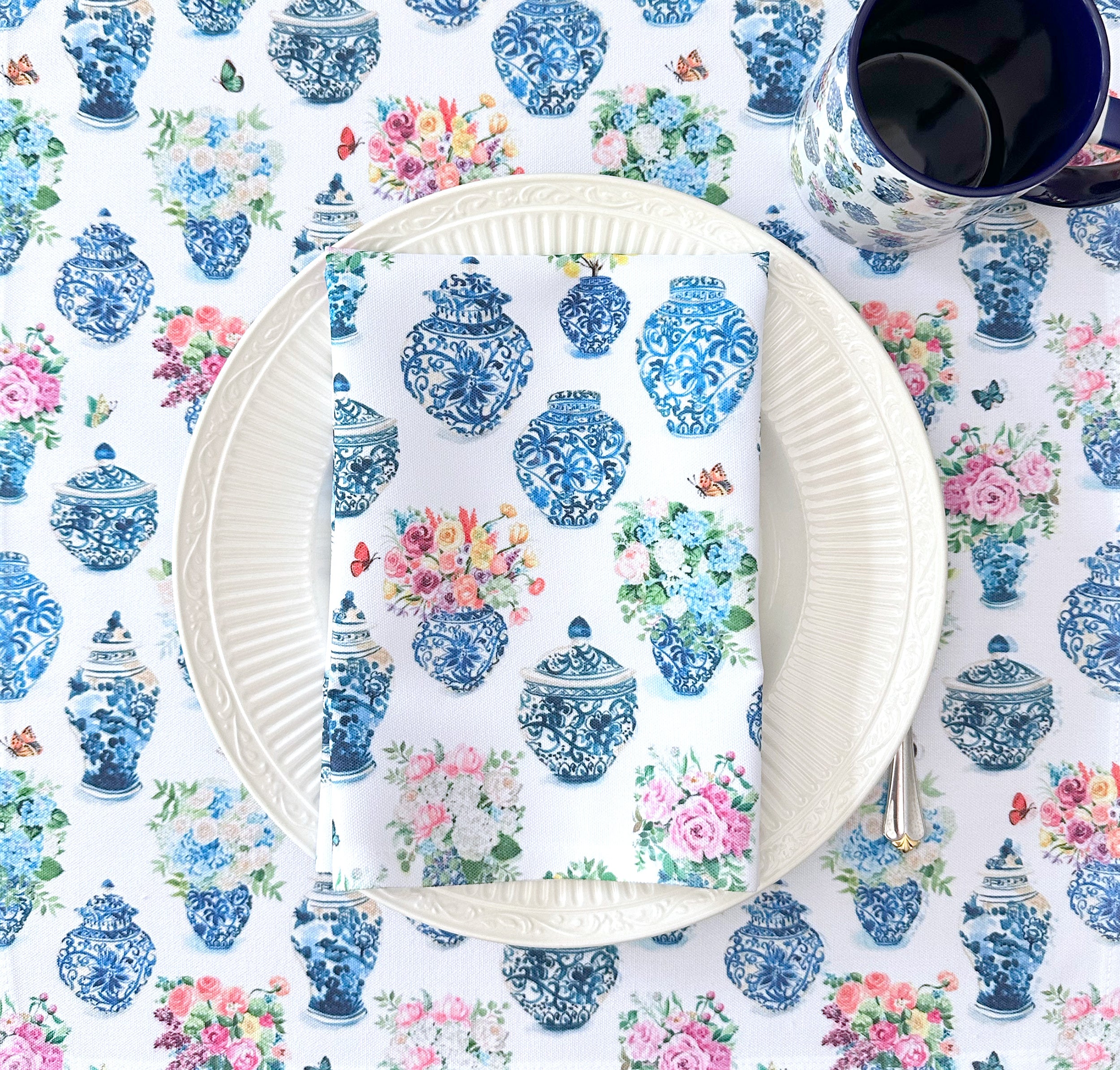 Cute Watercolor Grandmillennial Art Cloth Dinner Napkins