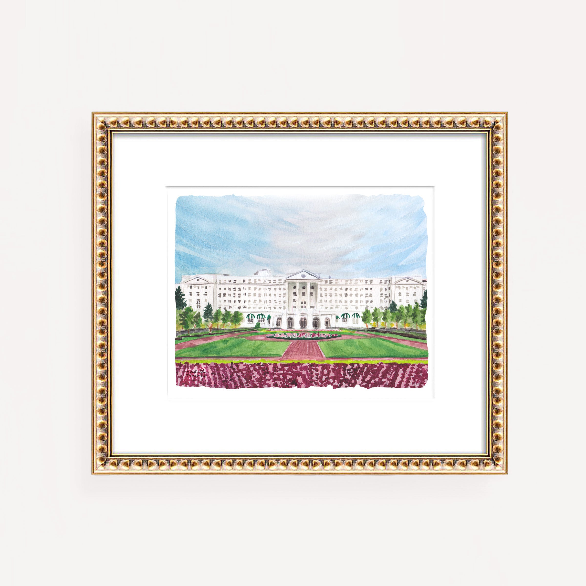 The Greenbrier West Virginia watercolor wall art by Michelle Mospens