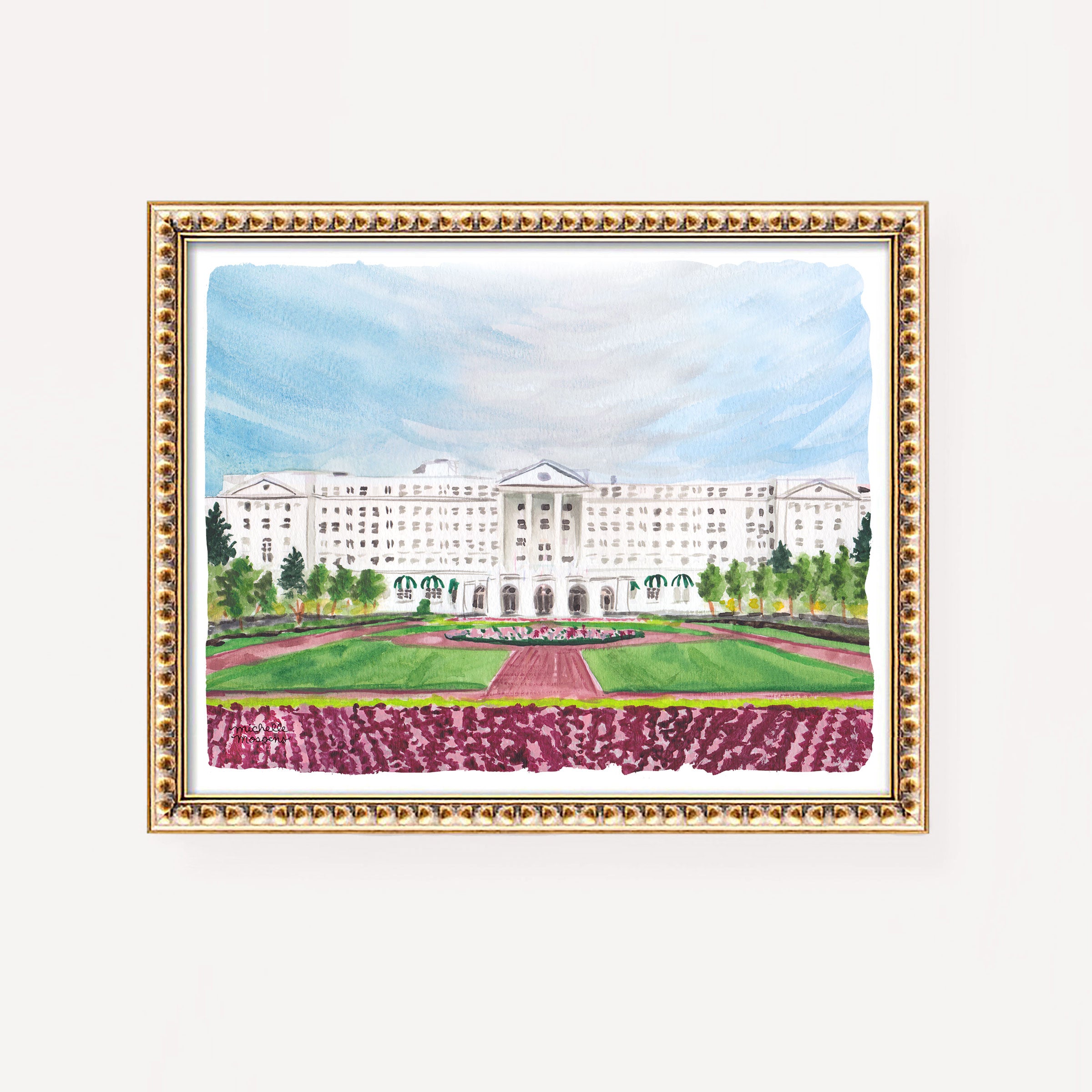 The Greenbrier West Virginia watercolor wall art by Michelle Mospens