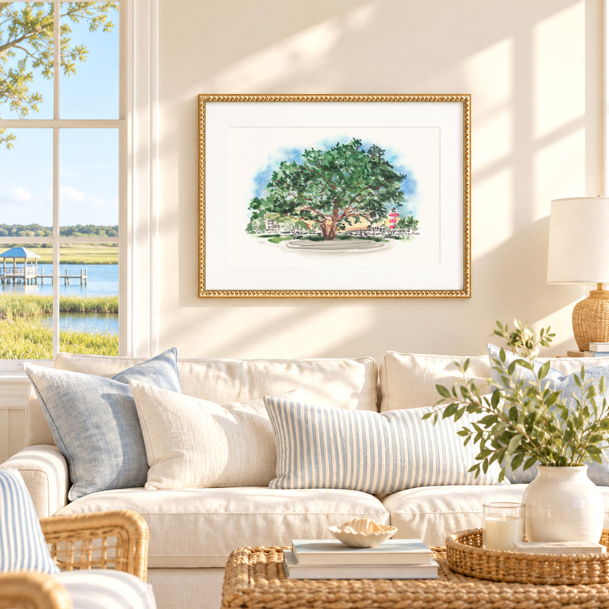 Hilton Head Liberty Oak Tree Watercolor Art Print | Michelle Mospens