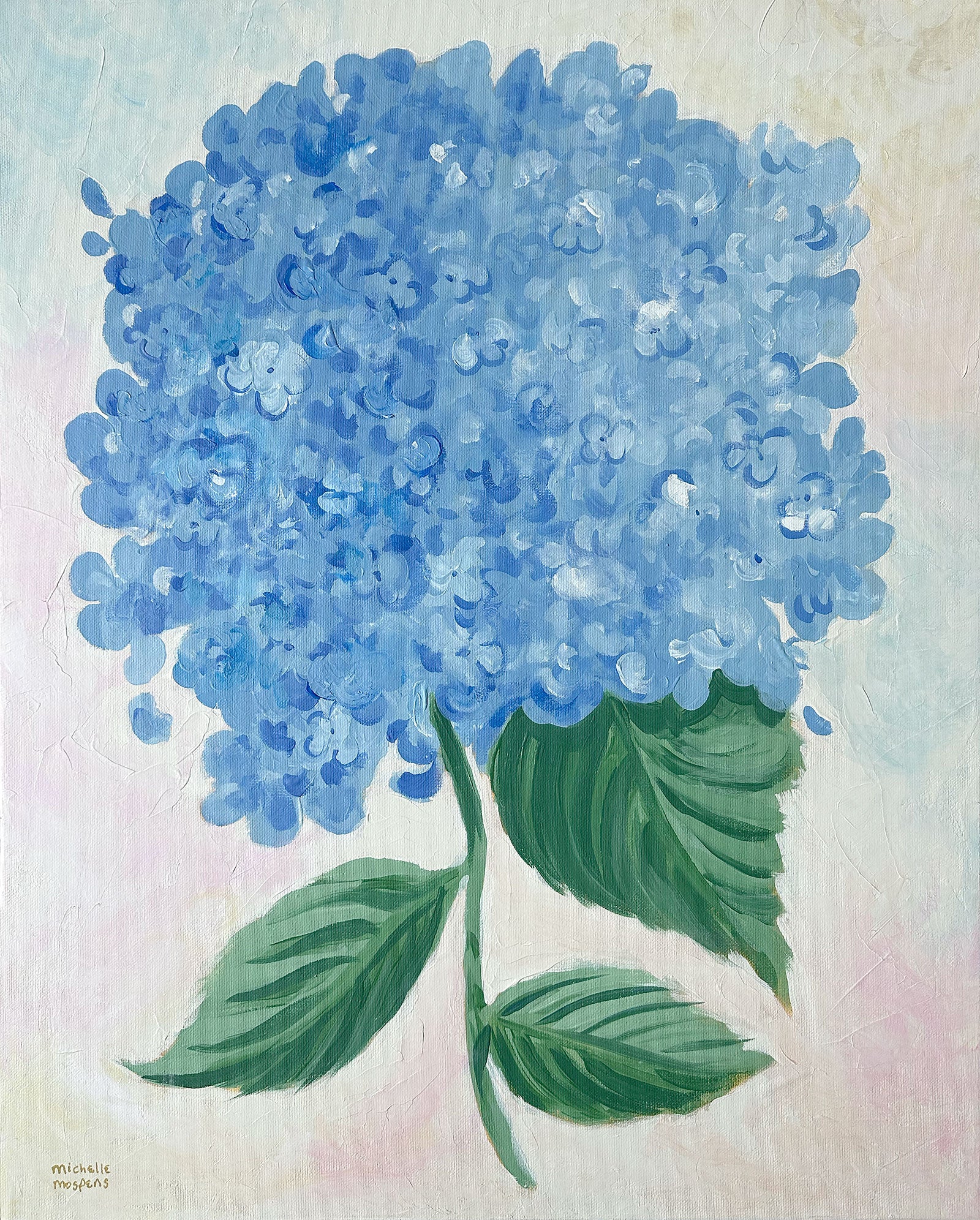 Garden Club Chic | Blue Hydrangea Original Large Canvas Painting