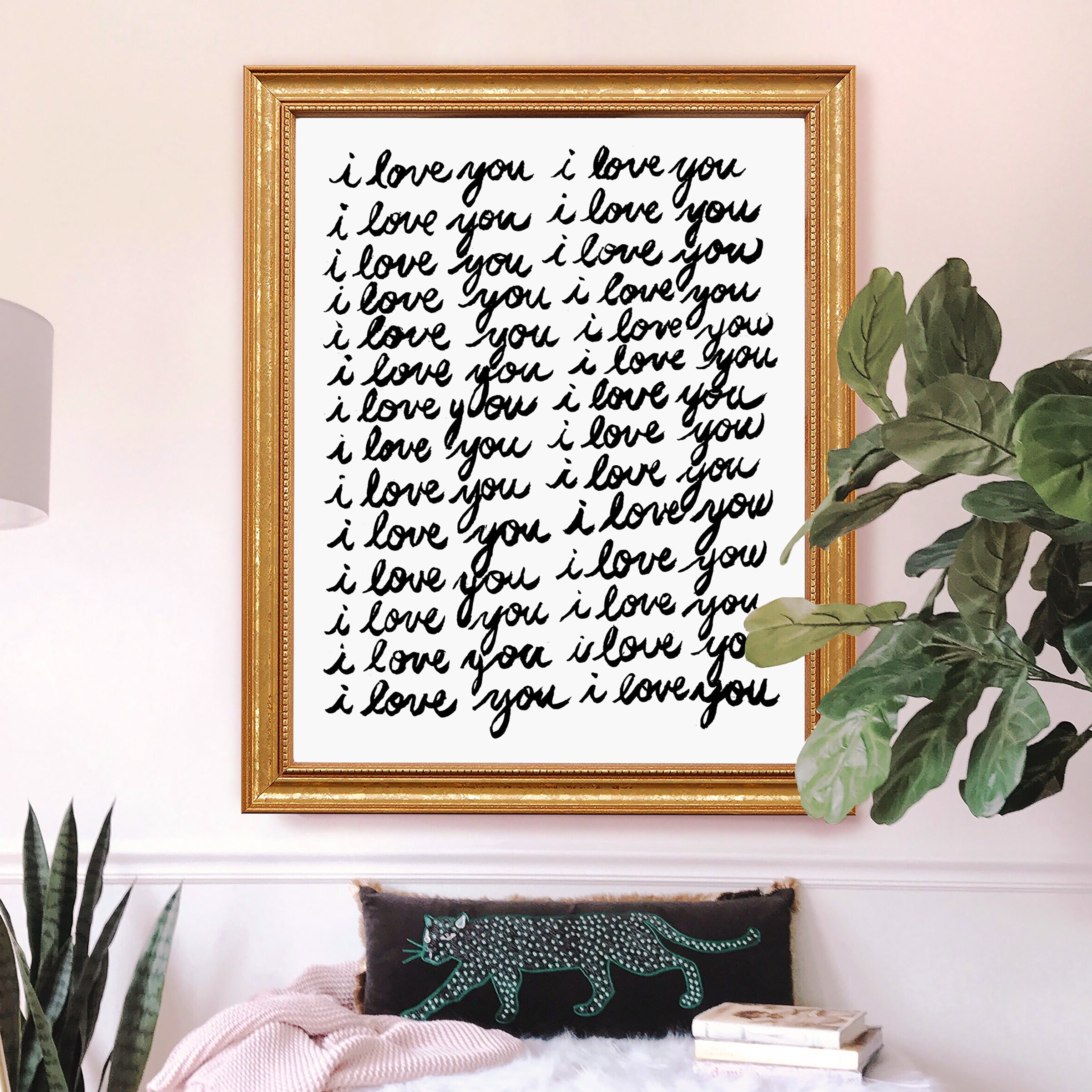I Love You I Love You I Love You Typography Extra Large Wall Art Print by Michelle Mospens